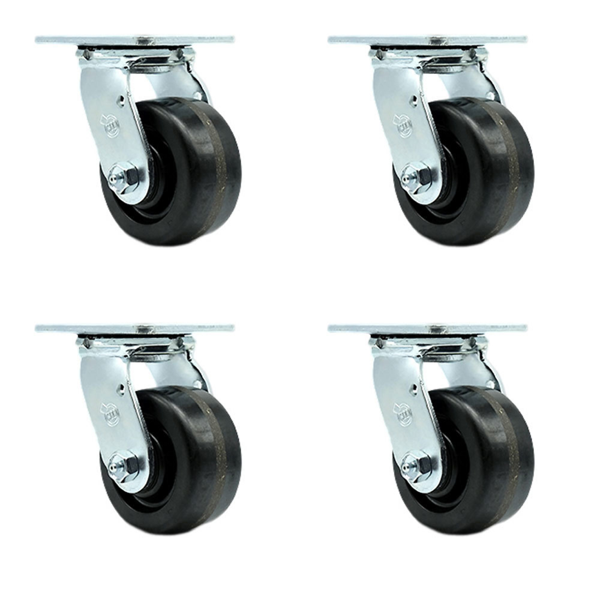 Service Caster, 4Inch x 2Inch Plate Casters, Wheel Diameter 4 in, Caster Type Swivel, Package (qty.) 4, Model SCC-30CS420-PHR-4