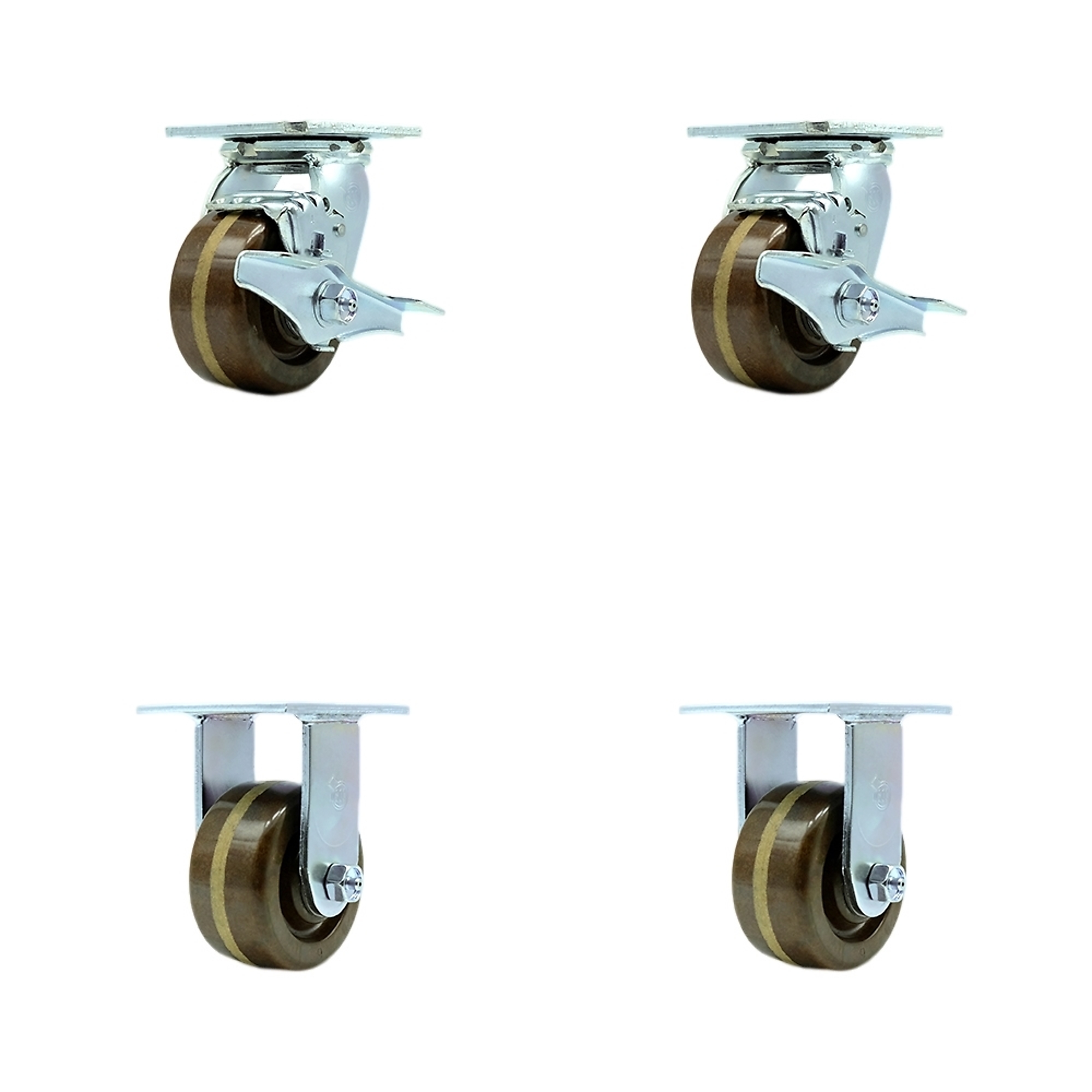 Service Caster, 4Inch x 2Inch Plate Casters, Wheel Diameter 4 in, Caster Type Swivel, Package (qty.) 4, Model SCC-30CS420-PHRHT-TLB-2-R420-2