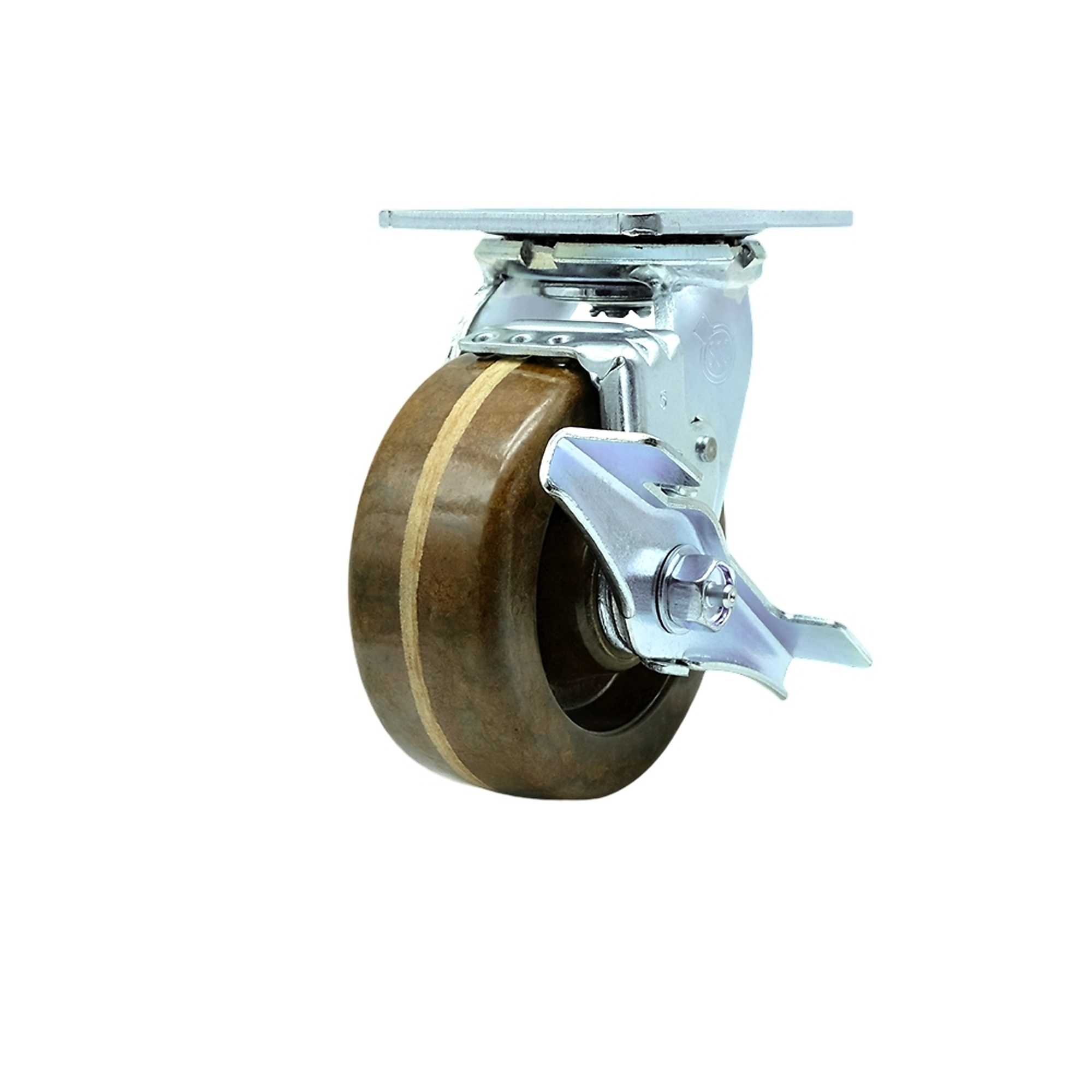 Service Caster, 5Inch x 2Inch Plate Caster, Wheel Diameter 5 in, Caster Type Swivel, Package (qty.) 1, Model SCC-30CS520-PHRHT-TLB