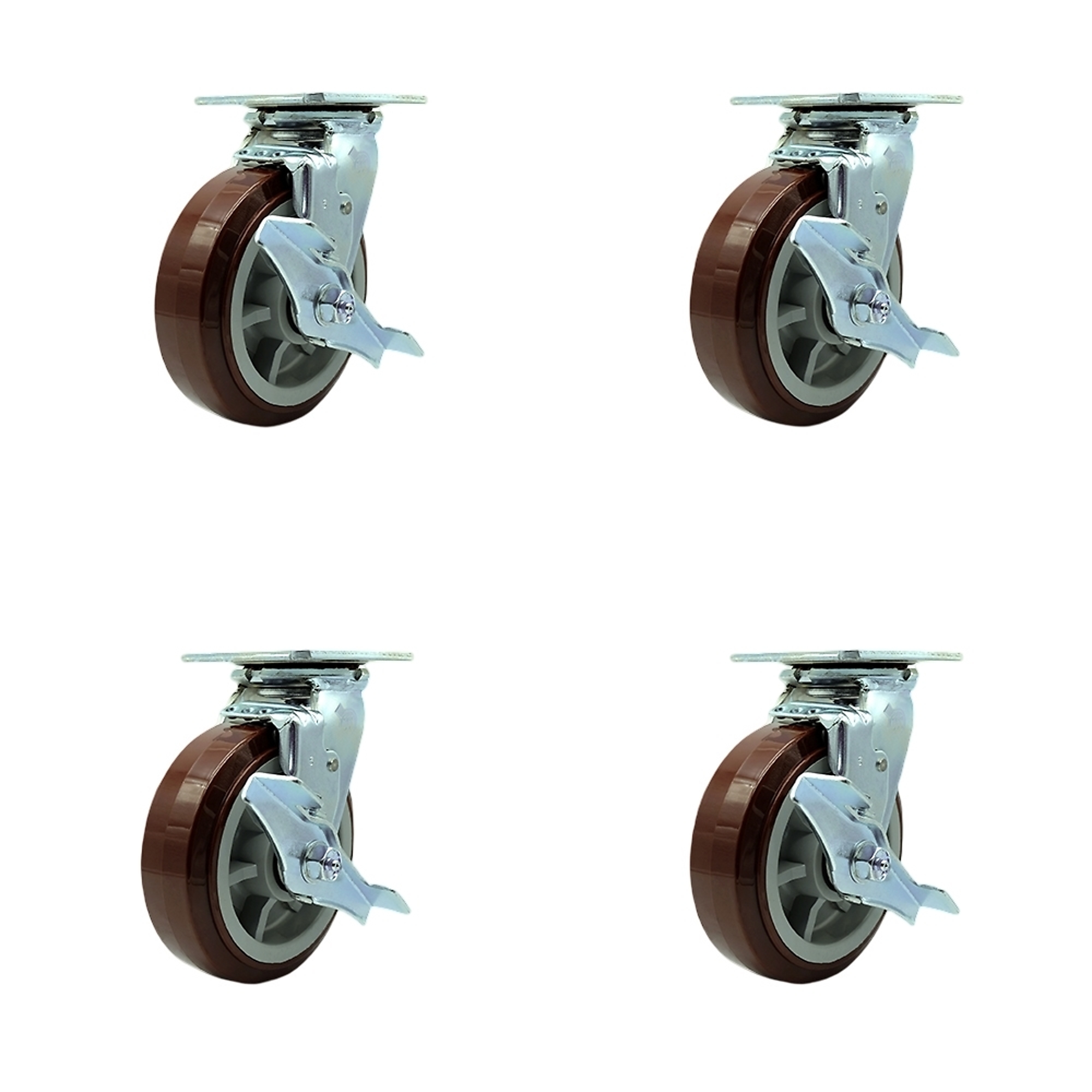 Service Caster, 6Inch x 2Inch Plate Casters, Wheel Diameter 6 in, Caster Type Swivel, Package (qty.) 4, Model SCC-30CS620-PPUR-TLB-4