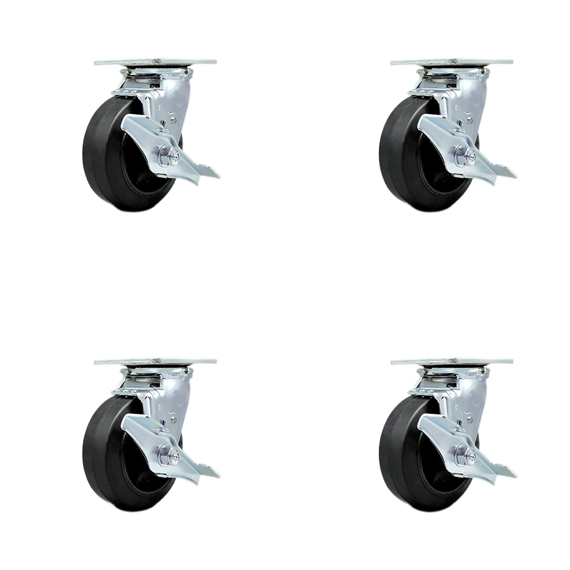 Service Caster, 5Inch x 2Inch Plate Casters, Wheel Diameter 5 in, Caster Type Swivel, Package (qty.) 4, Model SCC-30CS520-RSR-TLB-4