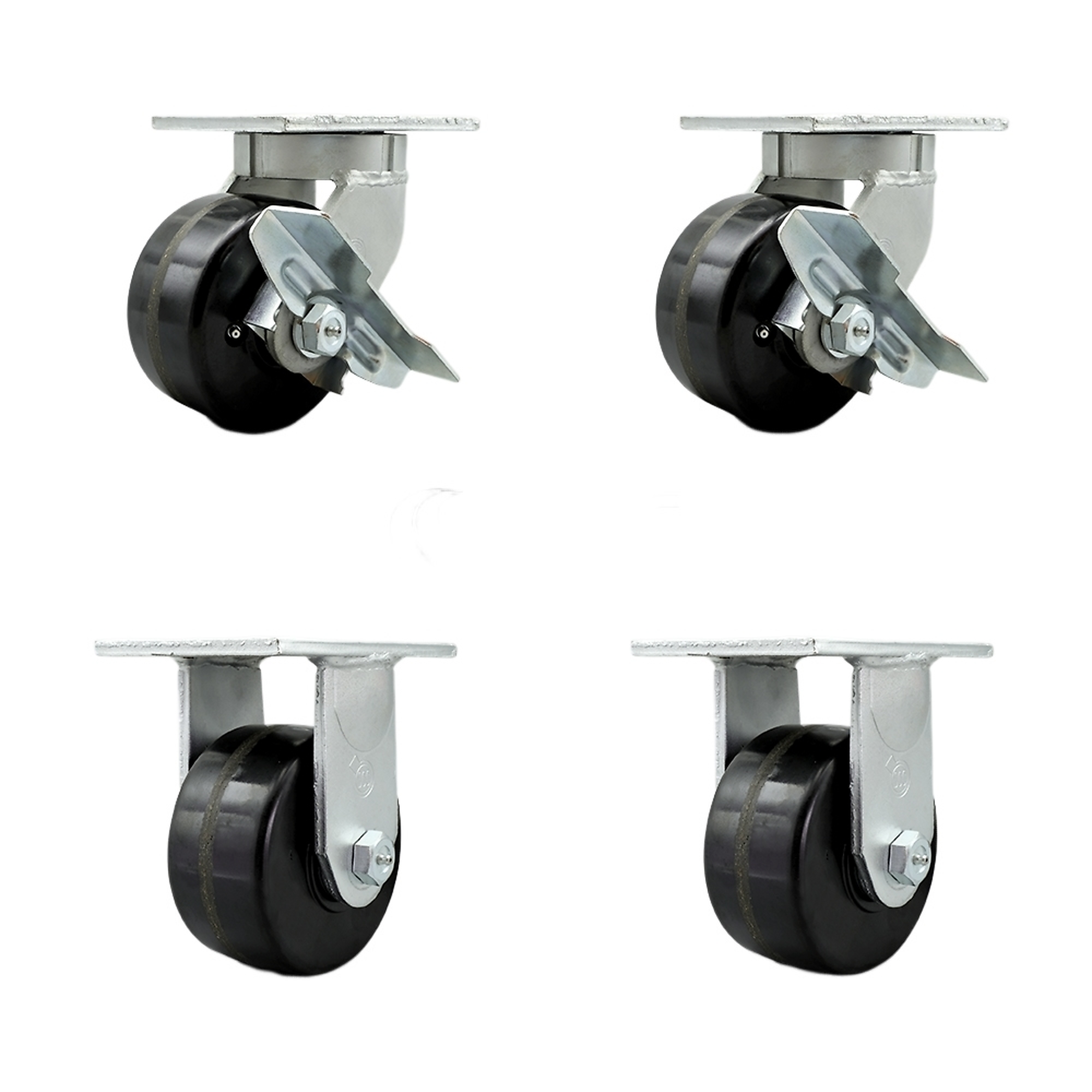 Service Caster, 6Inch x 3Inch Plate Casters, Wheel Diameter 6 in, Caster Type Swivel, Package (qty.) 4, Model SCC-KP92S630-PHR-SLB-2-R-2