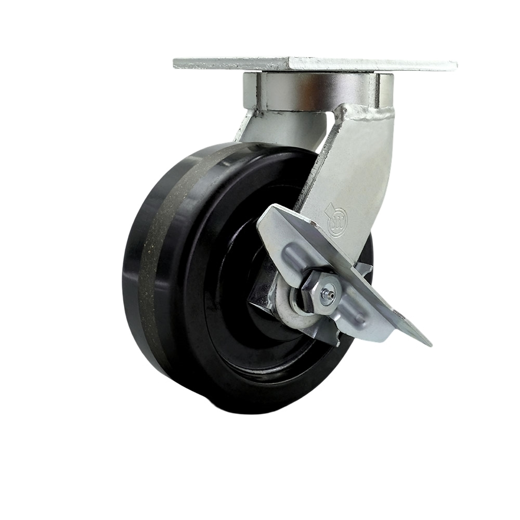 Service Caster, 8Inch x 3Inch Plate Caster, Wheel Diameter 8 in, Caster Type Swivel, Package (qty.) 1, Model SCC-KP92S830-PHR-SLB