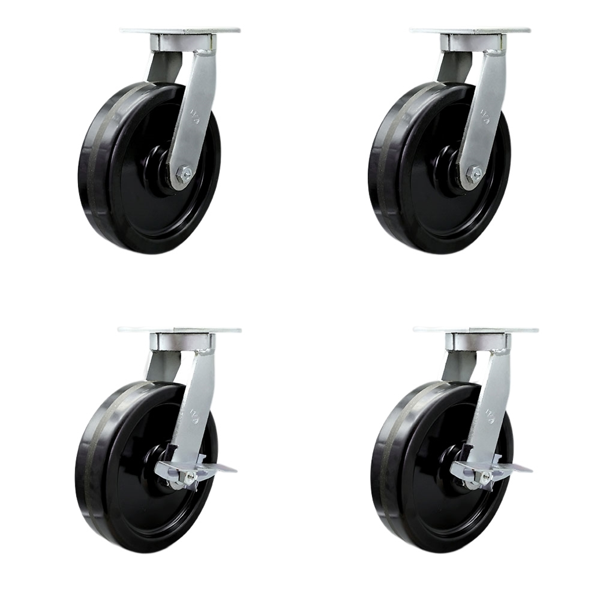 Service Caster, 12Inch x 3Inch Plate Casters, Wheel Diameter 12 in, Caster Type Swivel, Package (qty.) 4, Model SCC-KP92S1230-PHR-2-SLB-2