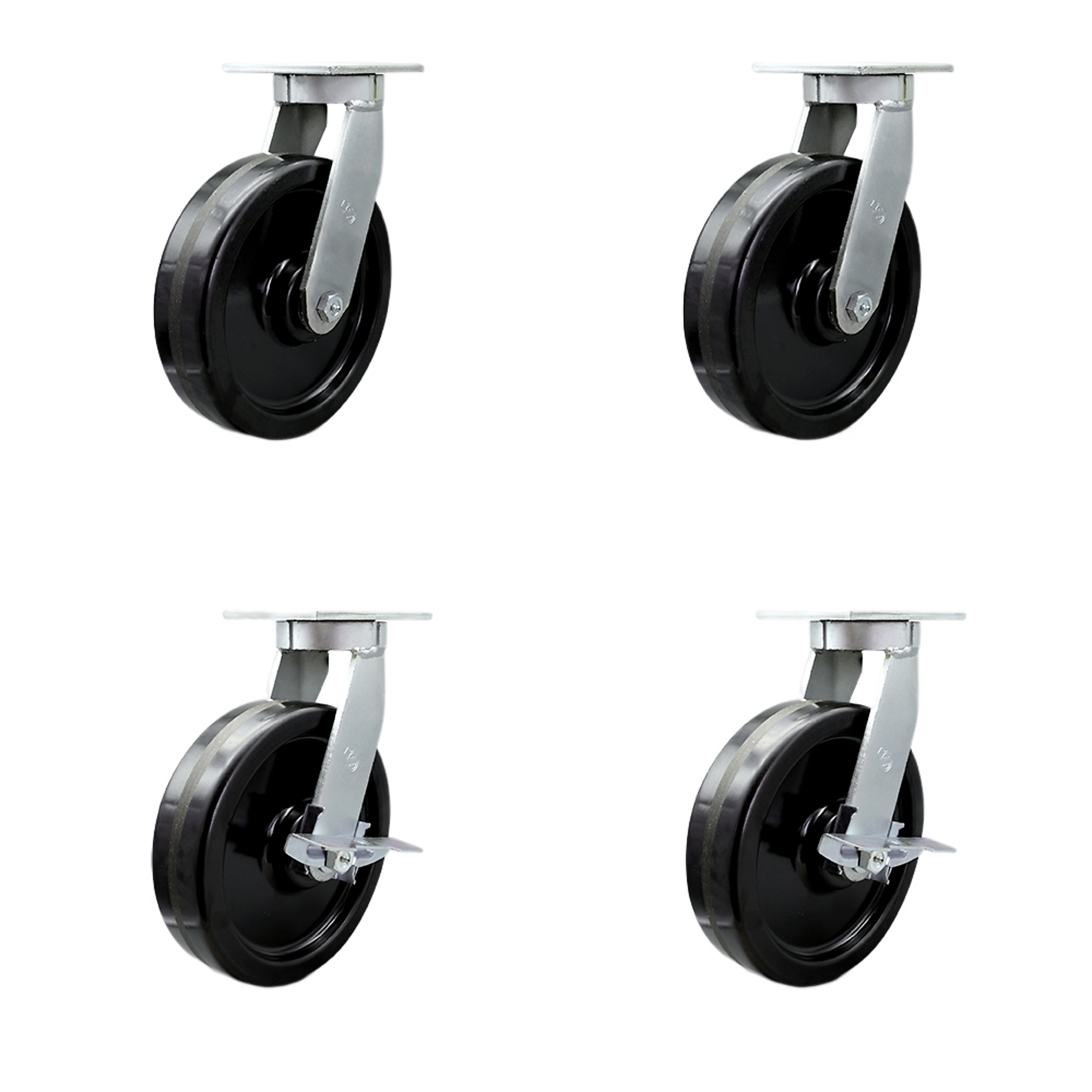 Service Caster, 10Inch x 3Inch Plate Casters, Wheel Diameter 10 in, Caster Type Swivel, Package (qty.) 4, Model SCC-KP92S1030-PHR-2-SLB-2