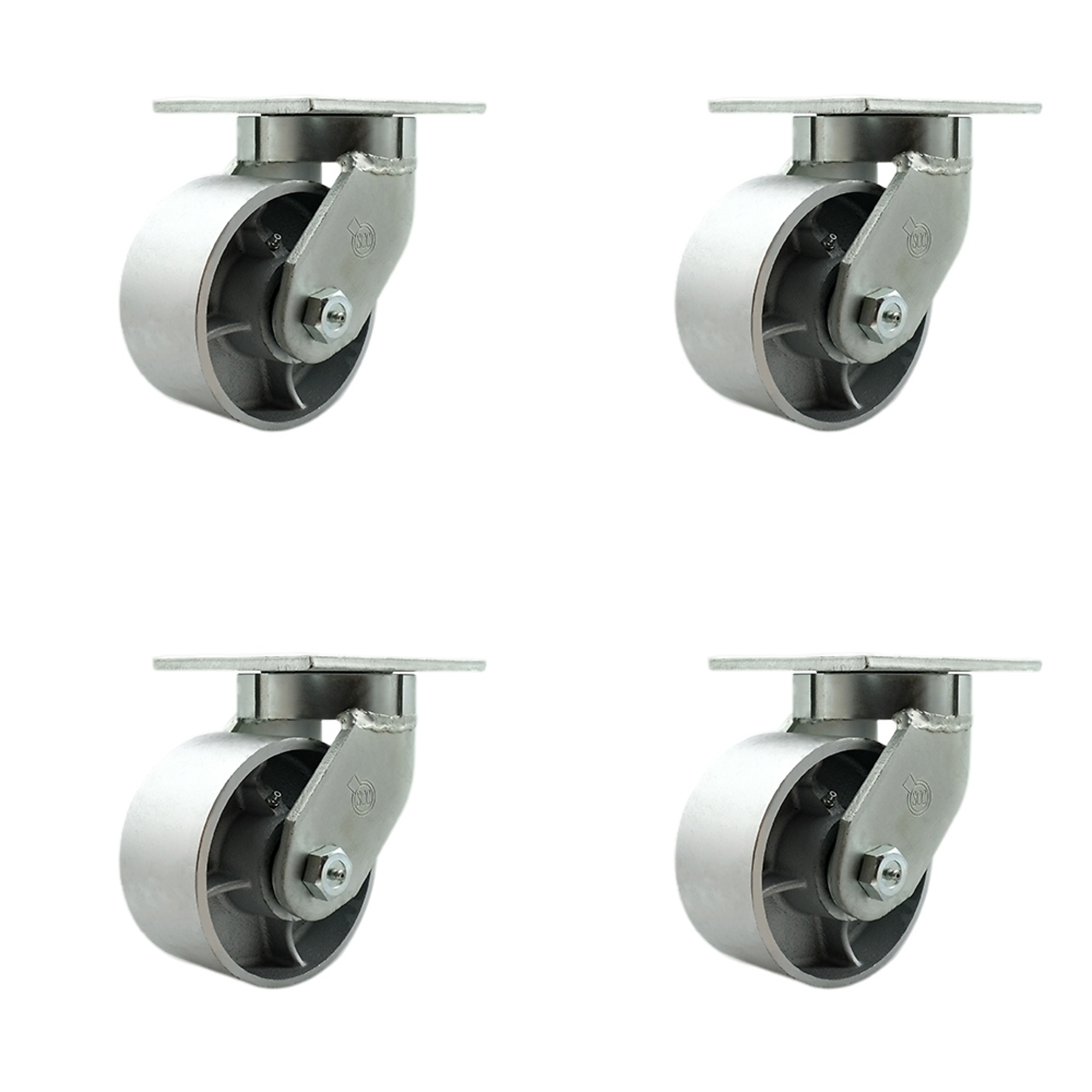 Service Caster, 6Inch x 3Inch Plate Casters, Wheel Diameter 6 in, Caster Type Swivel, Package (qty.) 4, Model SCC-KP92S630-SSR-4