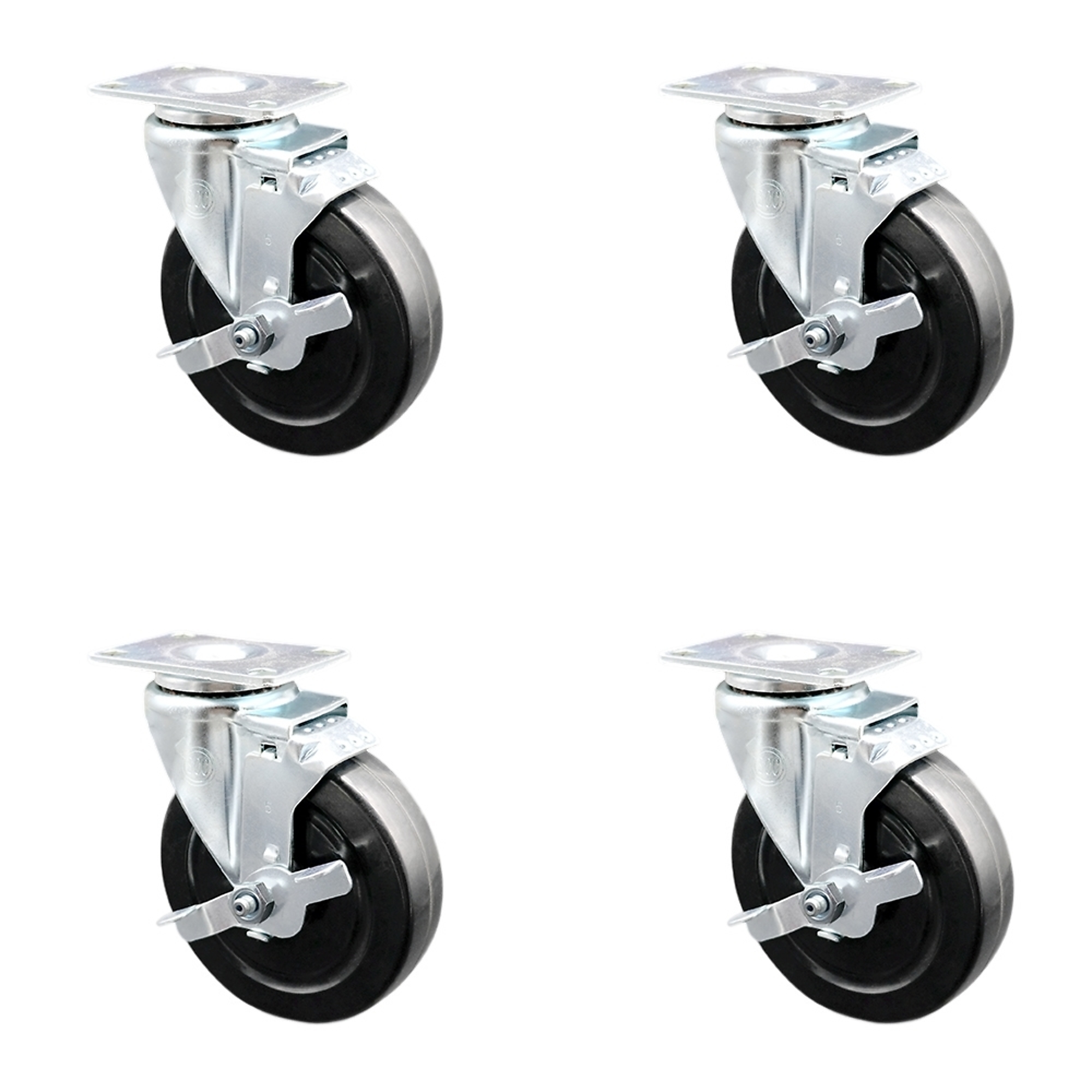 Service Caster, 5Inch x 1 1/4Inch Plate Casters, Wheel Diameter 5 in, Caster Type Swivel, Package (qty.) 4, Model SCC-20S514-HRS-TLB-4