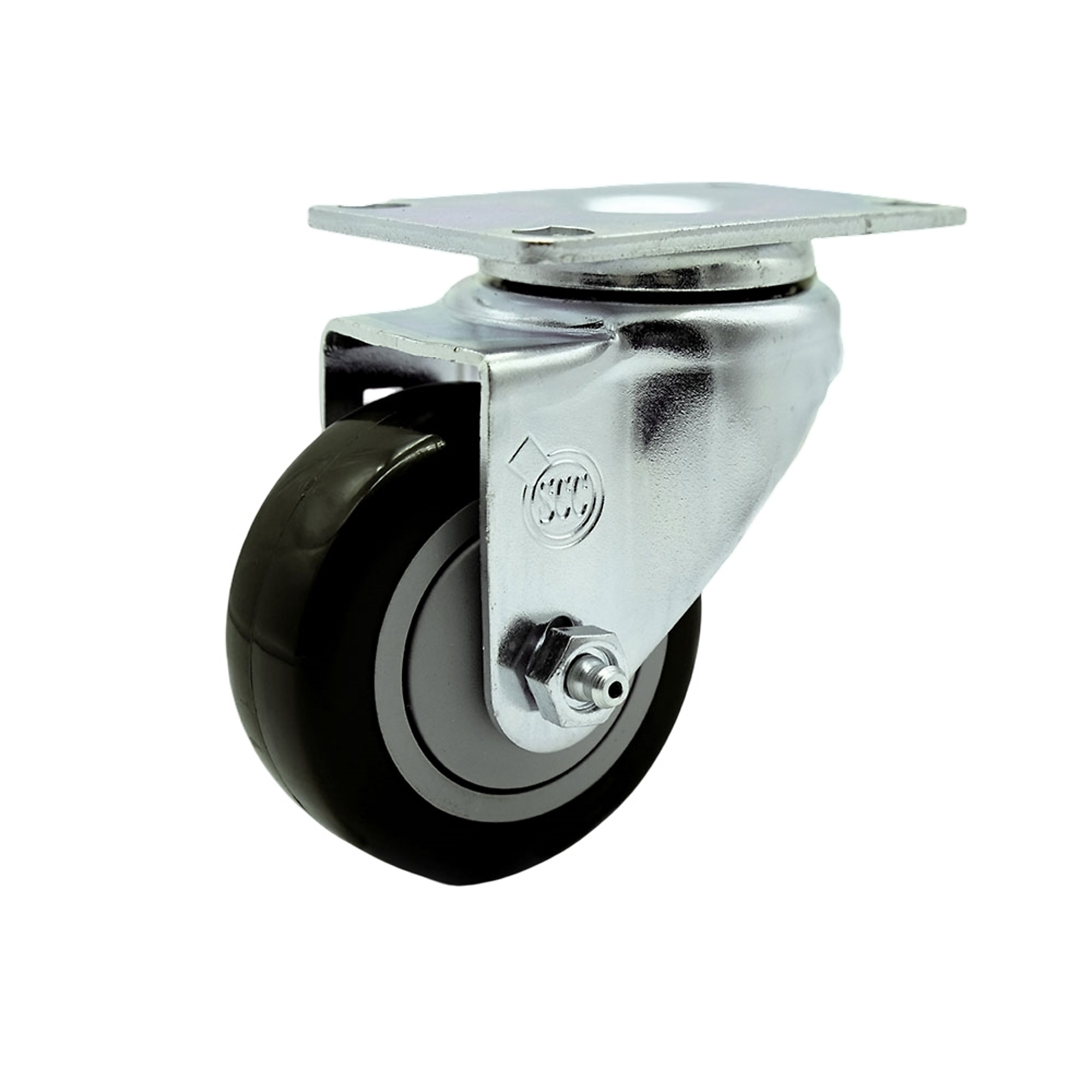 Service Caster, 3Inch x 1 1/4Inch Plate Caster, Wheel Diameter 3 in, Caster Type Swivel, Package (qty.) 1, Model SCC-20S314-PPUB-BLK