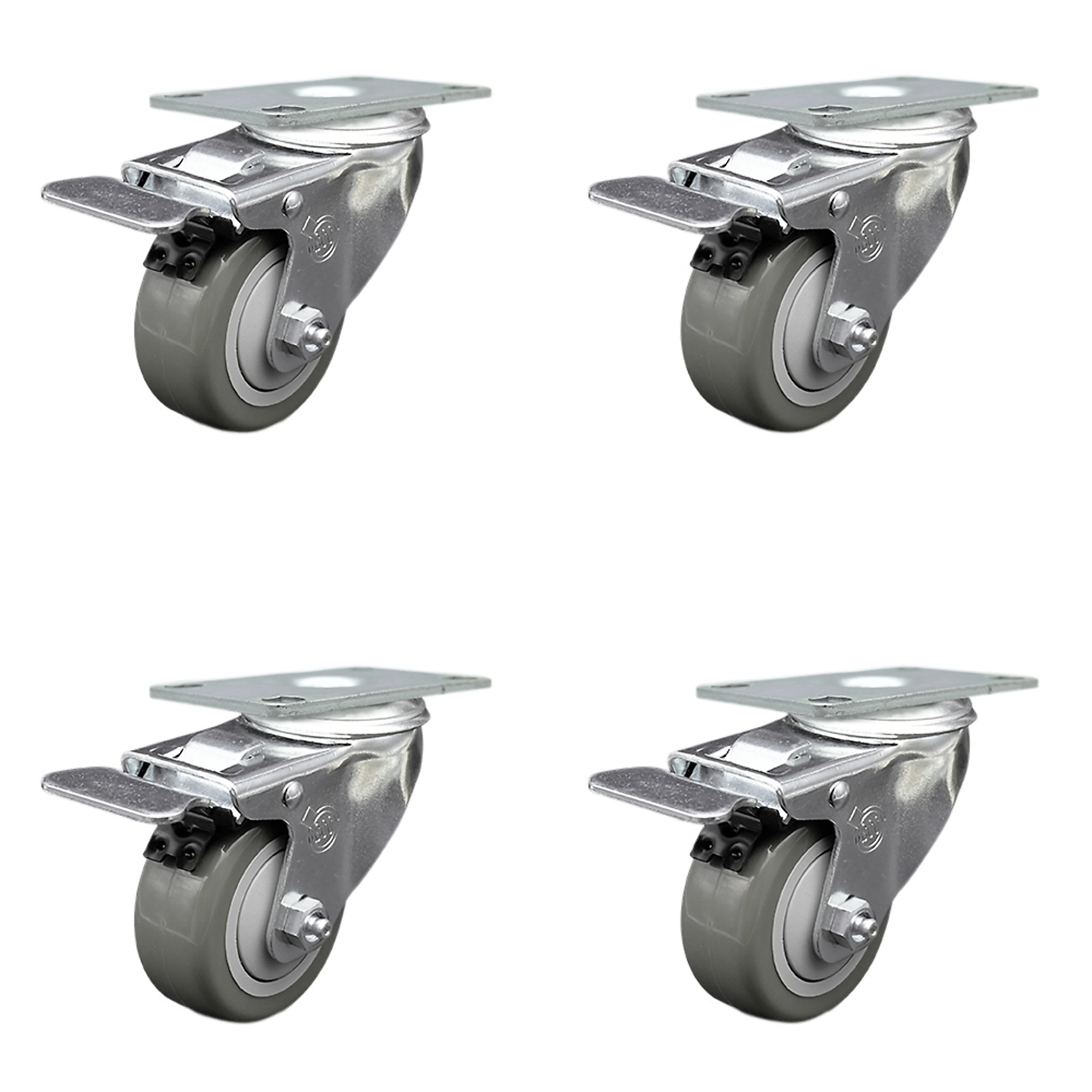 Service Caster, 3Inch x 1 1/4Inch Plate Casters, Wheel Diameter 3 in, Caster Type Swivel, Package (qty.) 4, Model SCC-TTL20S314-PPUB-4