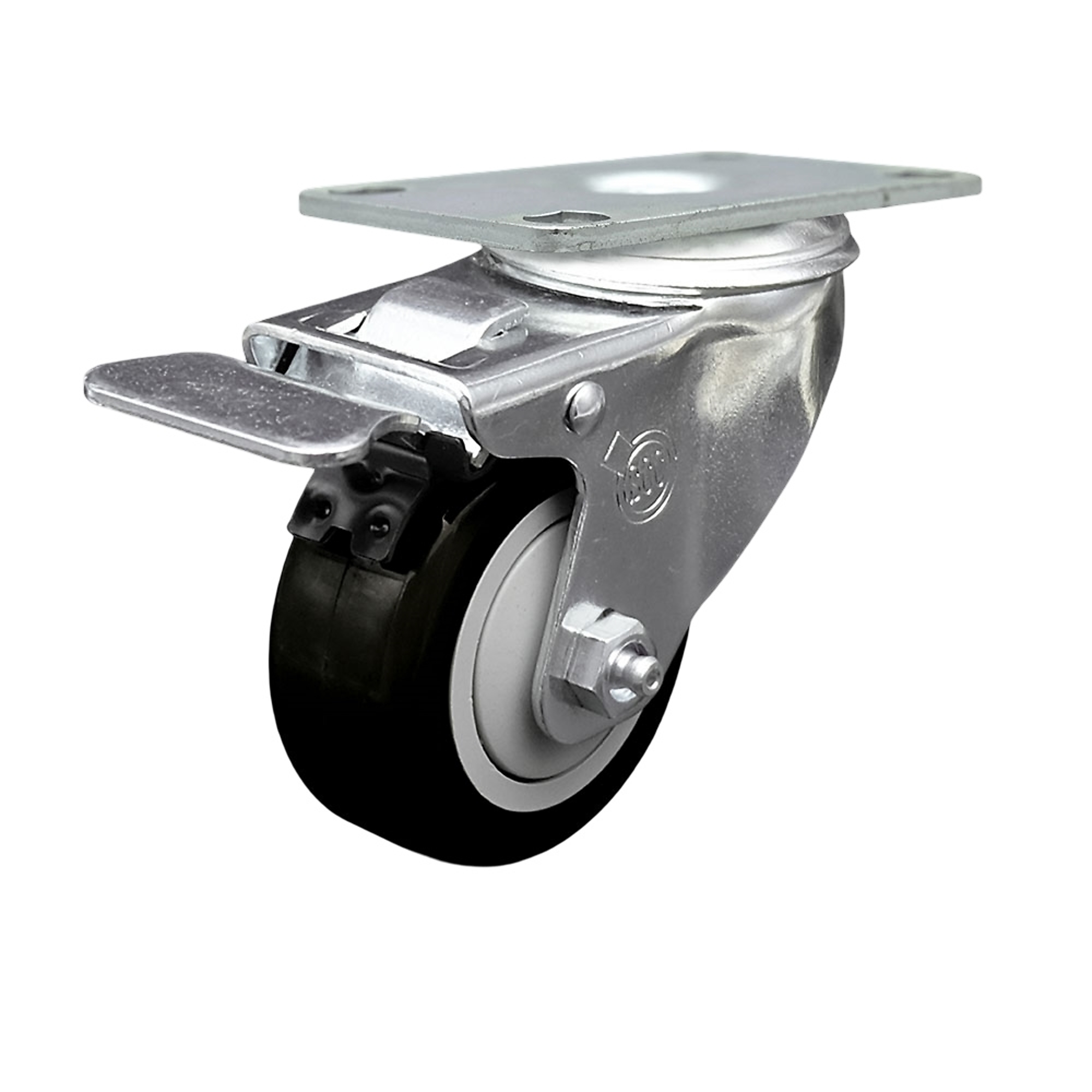 Service Caster, 3Inch x 1 1/4Inch Plate Caster, Wheel Diameter 3 in, Caster Type Swivel, Package (qty.) 1, Model SCC-TTL20S314-PPUB-BLK