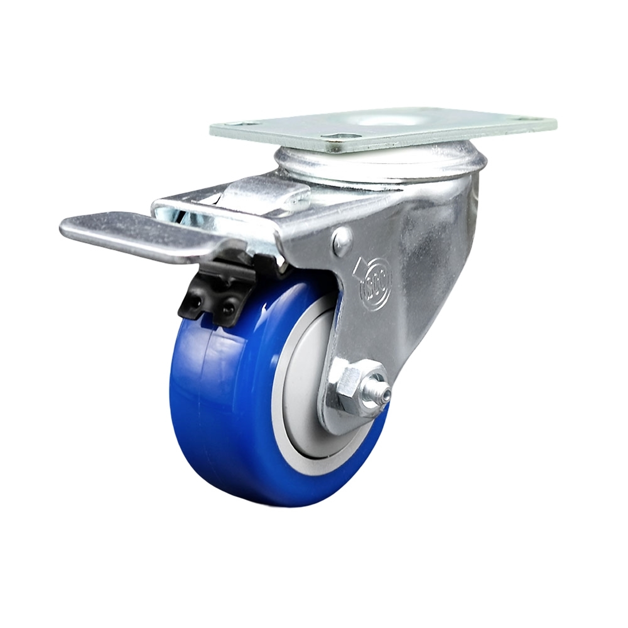 Service Caster, 3Inch x 1 1/4Inch Plate Caster, Wheel Diameter 3 in, Caster Type Swivel, Package (qty.) 1, Model SCC-TTL20S314-PPUB-BLUE