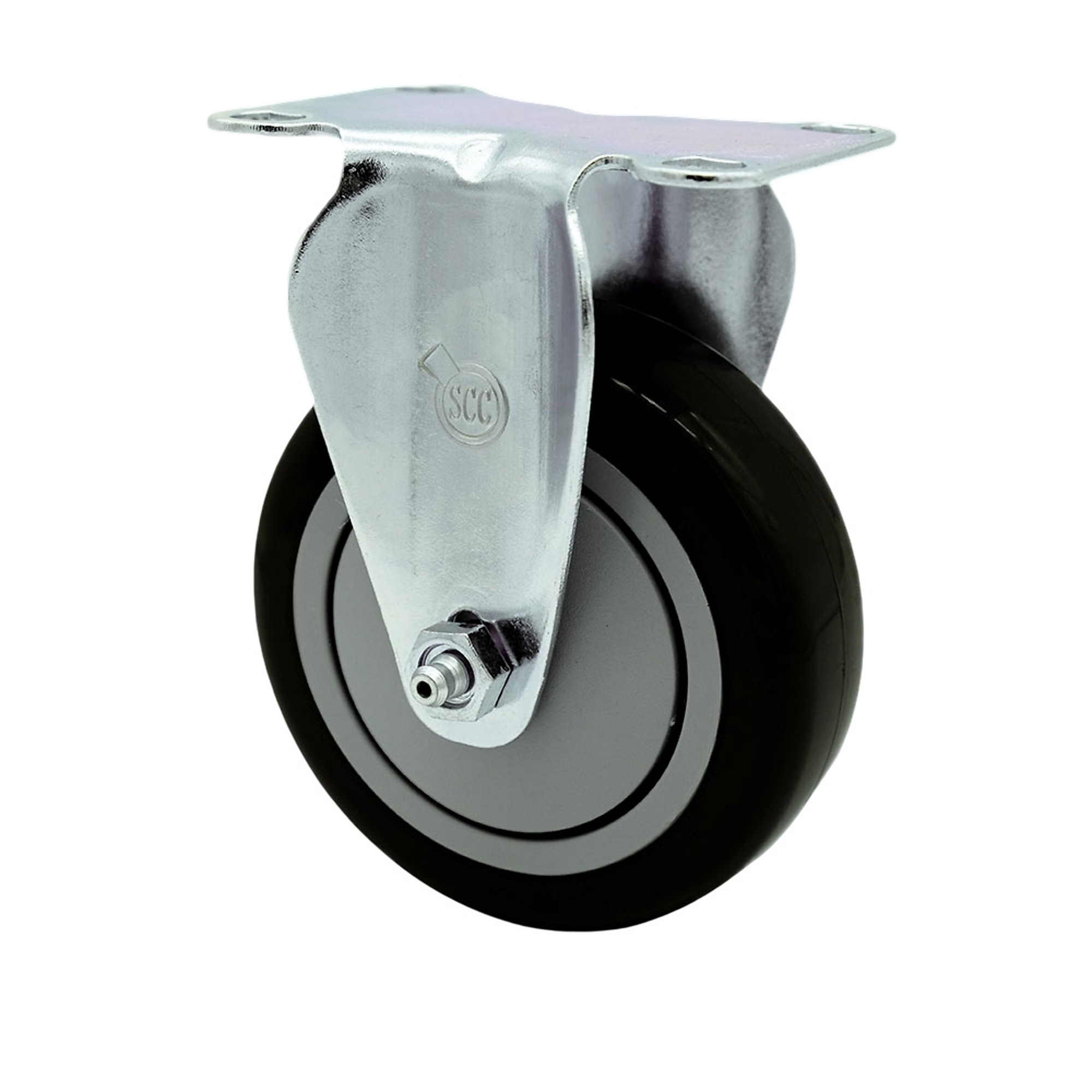 Service Caster, 4Inch x 1 1/4Inch Plate Caster, Wheel Diameter 4 in, Caster Type Rigid, Package (qty.) 1, Model SCC-20R414-PPUB-BLK