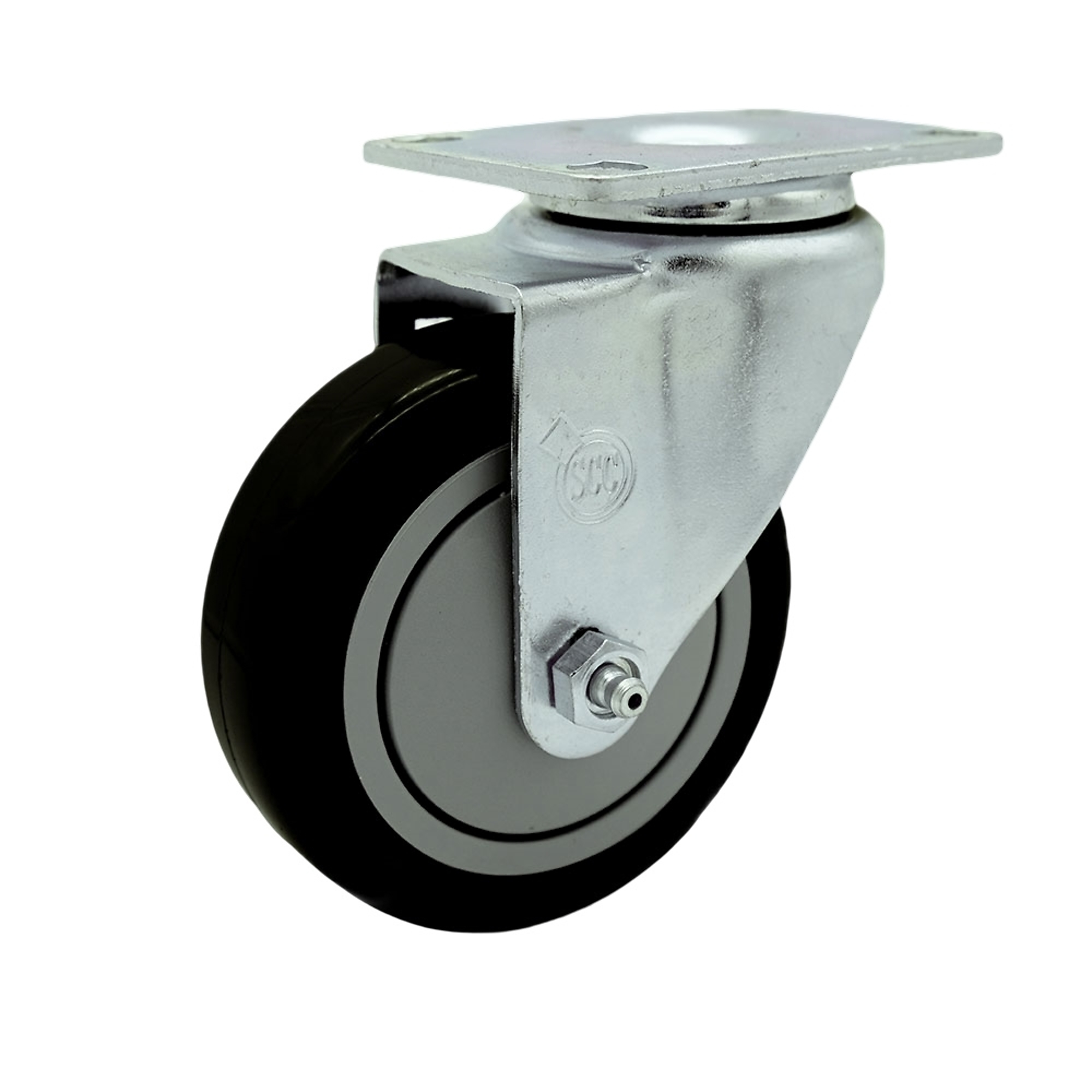 Service Caster, 4Inch x 1 1/4Inch Plate Caster, Wheel Diameter 4 in, Caster Type Swivel, Package (qty.) 1, Model SCC-20S414-PPUB-BLK