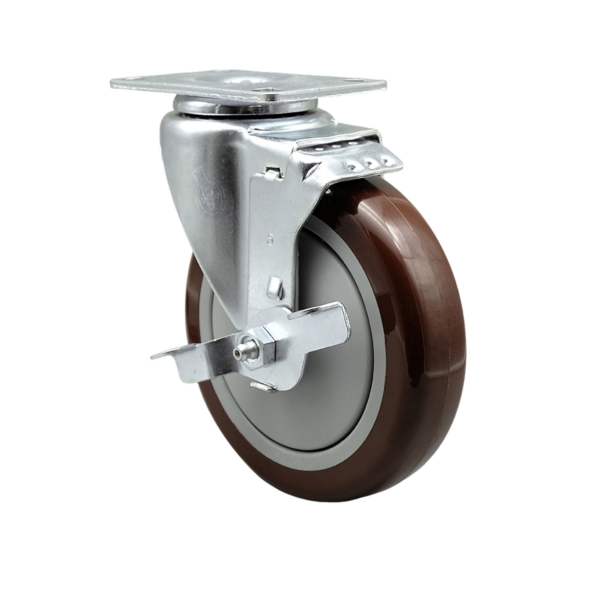 Service Caster, 5Inch x 1 1/4Inch Plate Caster, Wheel Diameter 5 in, Caster Type Swivel, Package (qty.) 1, Model SCC-20S514-PPUB-MRN-TLB