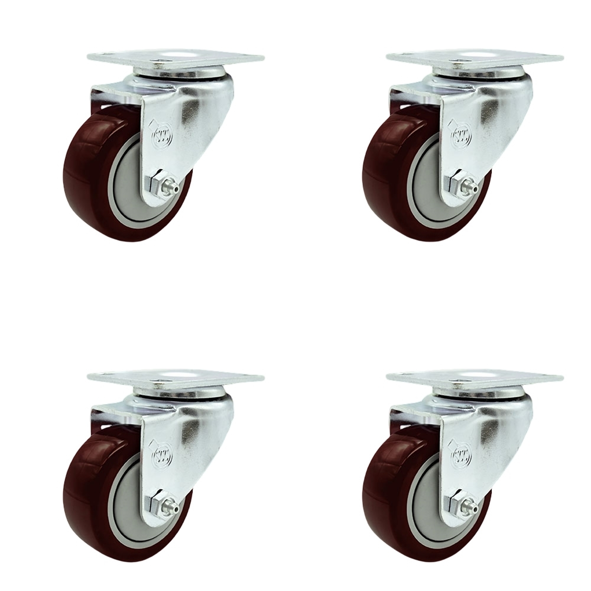 Service Caster, 3 1/2Inch x 1 1/4Inch Plate Casters, Wheel Diameter 3.5 in, Caster Type Swivel, Package (qty.) 4, Model SCC-20S3514-PPUB-MRN-4