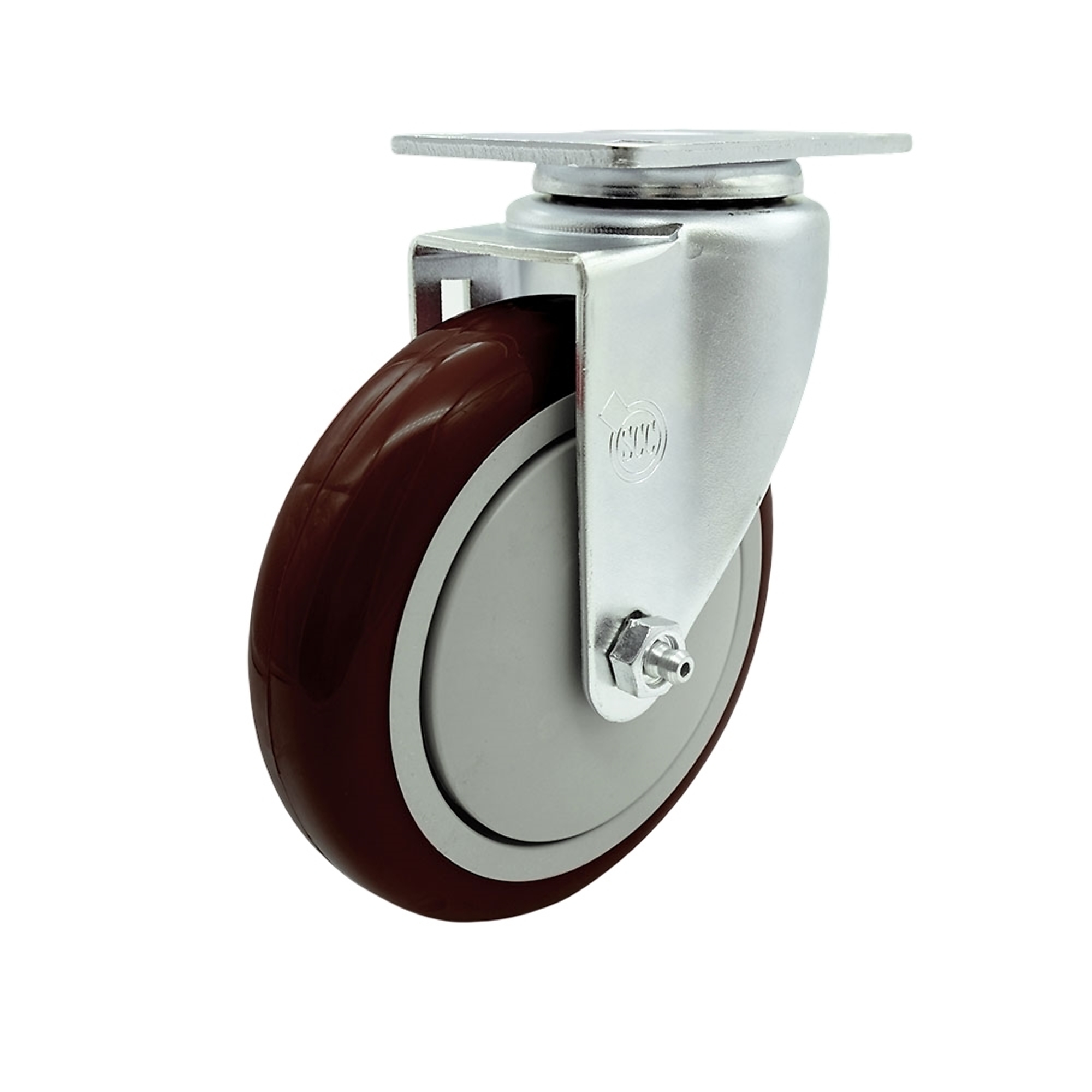 Service Caster, 5Inch x 1 1/4Inch Plate Caster, Wheel Diameter 5 in, Caster Type Swivel, Package (qty.) 1, Model SCC-20S514-PPUB-MRN