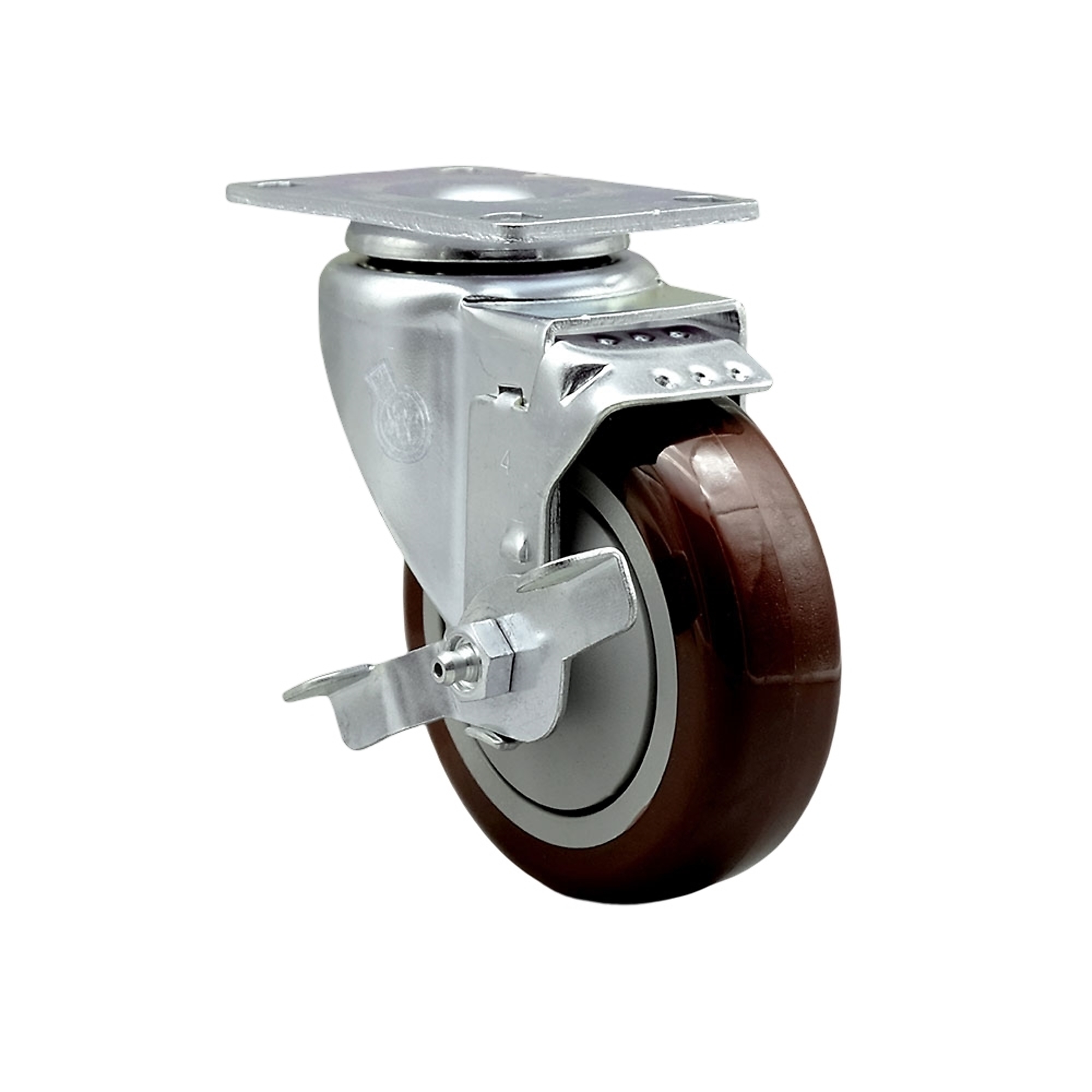 Service Caster, 4Inch x 1 1/4Inch Plate Caster, Wheel Diameter 4 in, Caster Type Swivel, Package (qty.) 1, Model SCC-20S414-PPUB-MRN-TLB