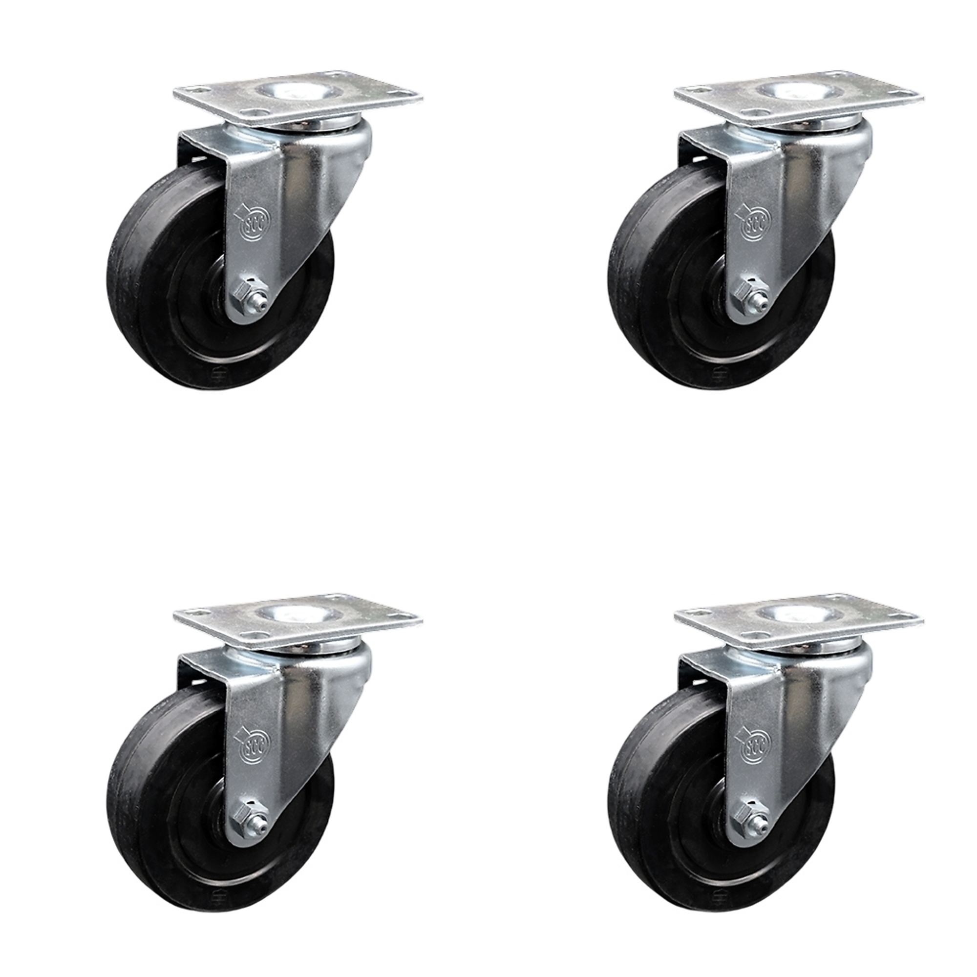 Service Caster, 4Inch x 1 1/4Inch Plate Casters, Wheel Diameter 4 in, Caster Type Swivel, Package (qty.) 4, Model SCC-20S414-SRS-4