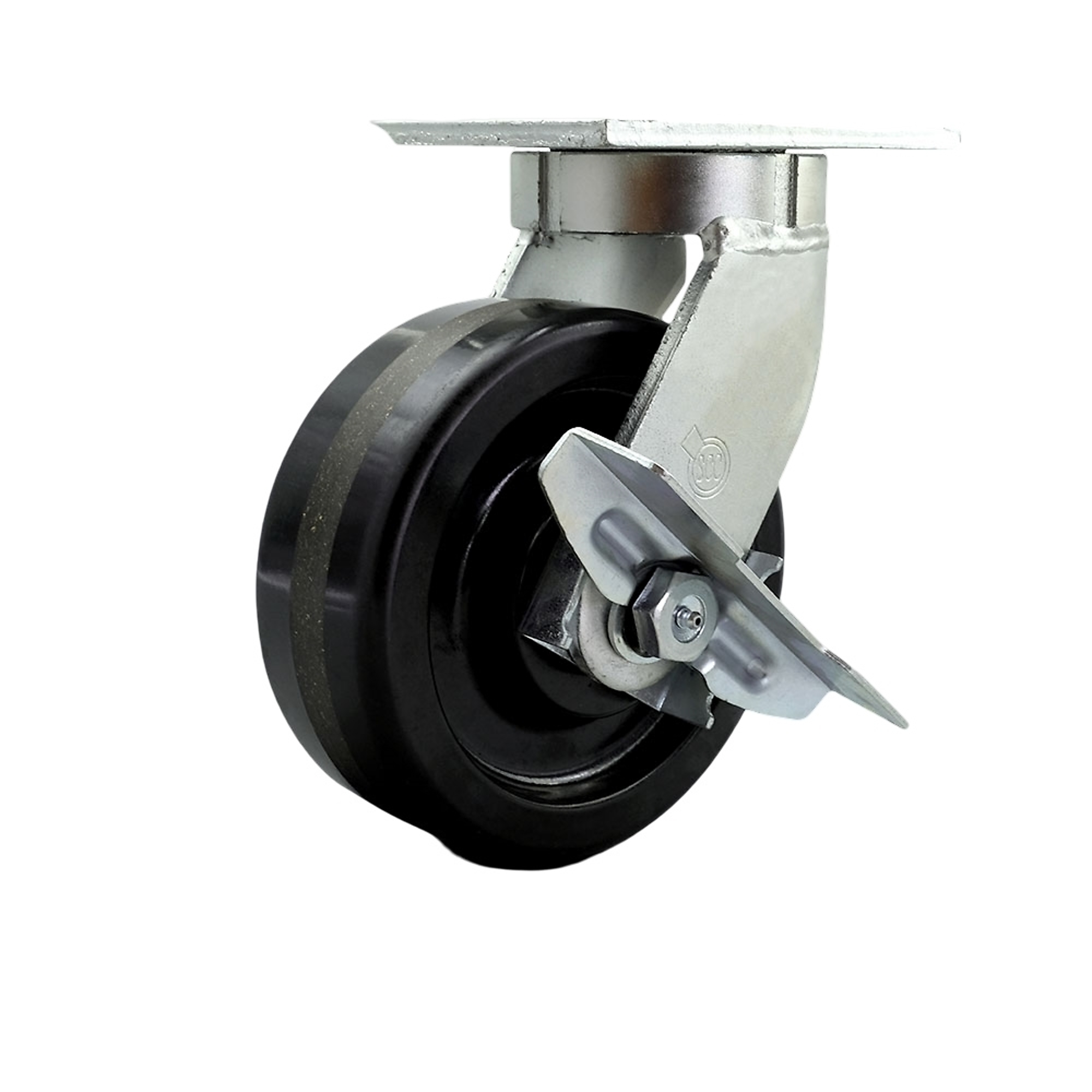 Service Caster, 8Inch x 3Inch Plate Caster, Wheel Diameter 8 in, Caster Type Swivel, Package (qty.) 1, Model SCC-KP92S830-PHR-SLB-BSL