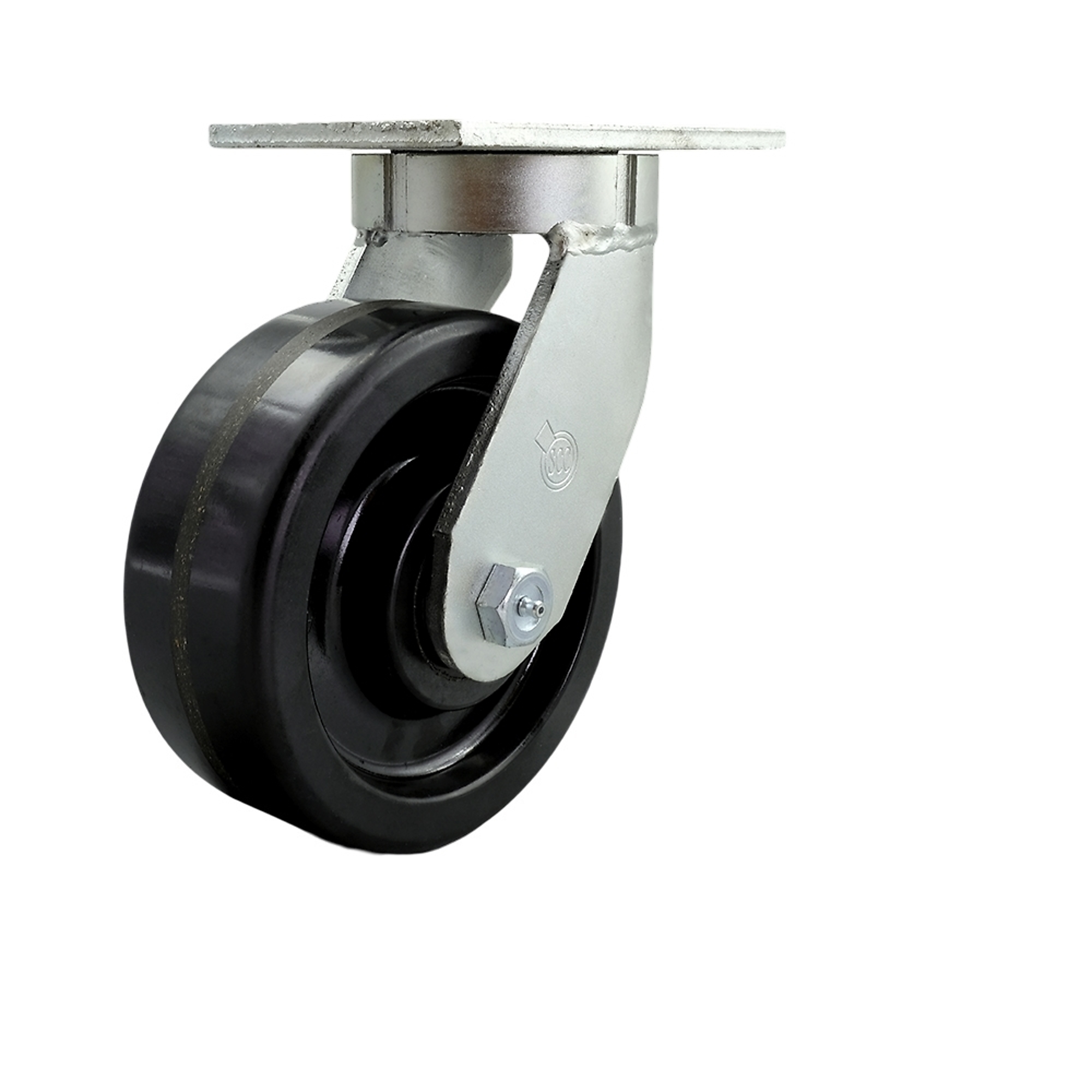 Service Caster, 8Inch x 3Inch Plate Caster, Wheel Diameter 8 in, Caster Type Swivel, Package (qty.) 1, Model SCC-KP92S830-PHR-BSL