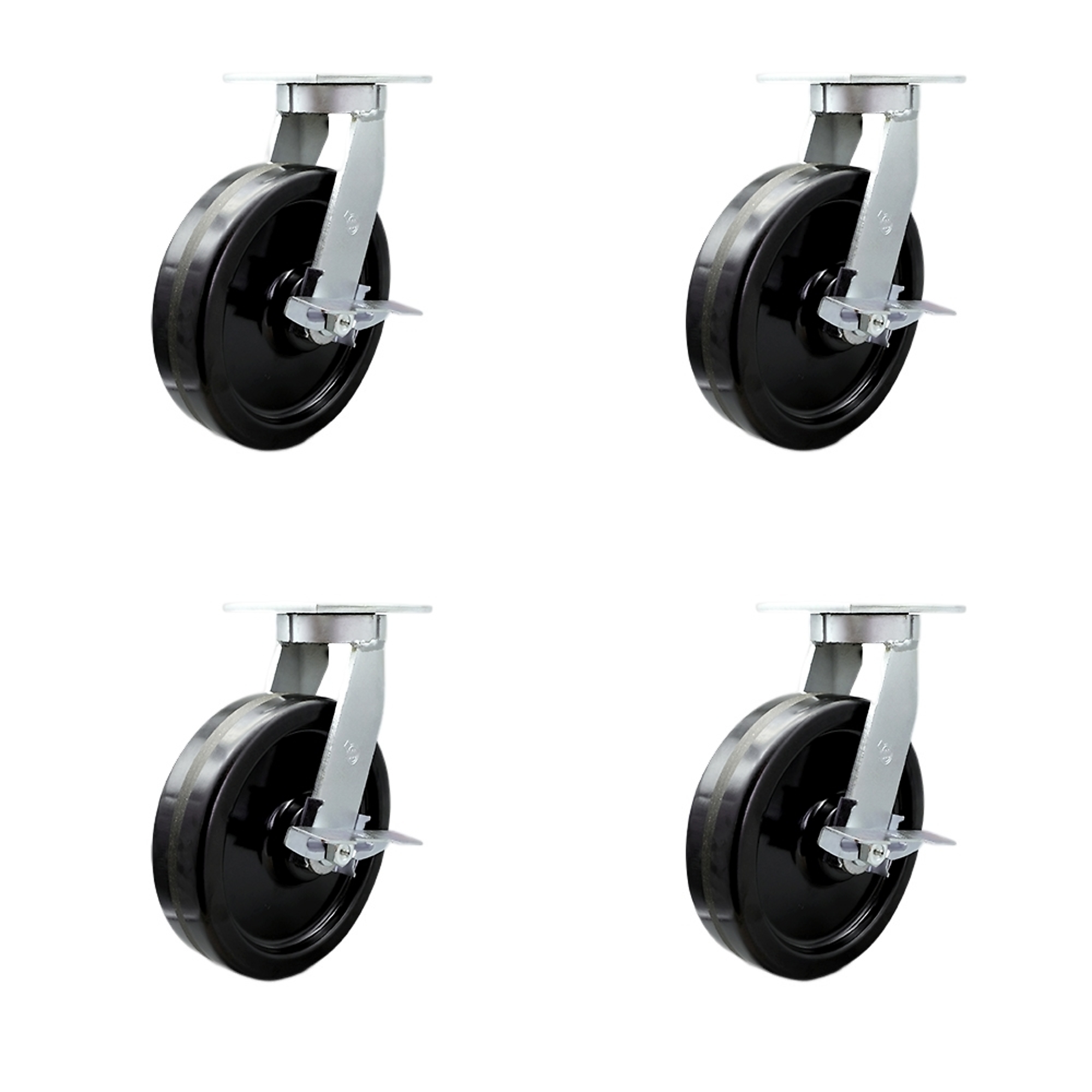 Service Caster, 10Inch x 3Inch Plate Casters, Wheel Diameter 10 in, Caster Type Swivel, Package (qty.) 4, Model SCC-KP92S1030-PHR-SLB-BSL-2-SLB-2