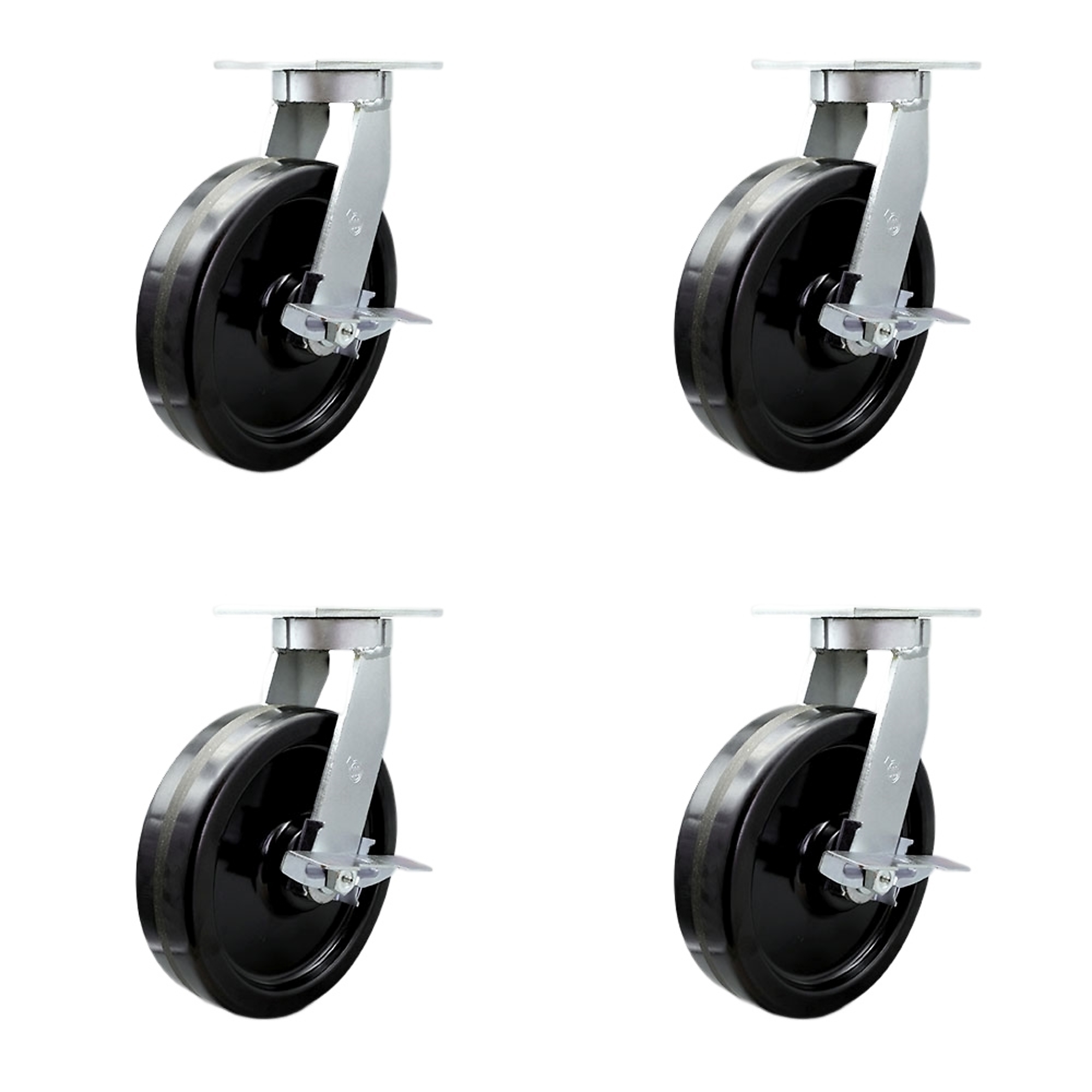 Service Caster, 12Inch x 3Inch Plate Casters, Wheel Diameter 12 in, Caster Type Swivel, Package (qty.) 4, Model SCC-KP92S1230-PHR-SLB-BSL-2-SLB-2