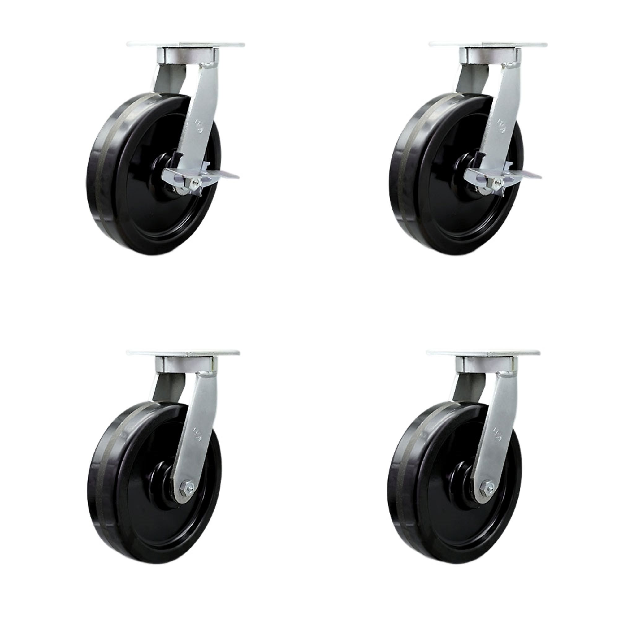 Service Caster, 10Inch x 3Inch Plate Casters, Wheel Diameter 10 in, Caster Type Swivel, Package (qty.) 4, Model SCC-KP92S1030-PHR-SLB-BSL-2-BSL-2