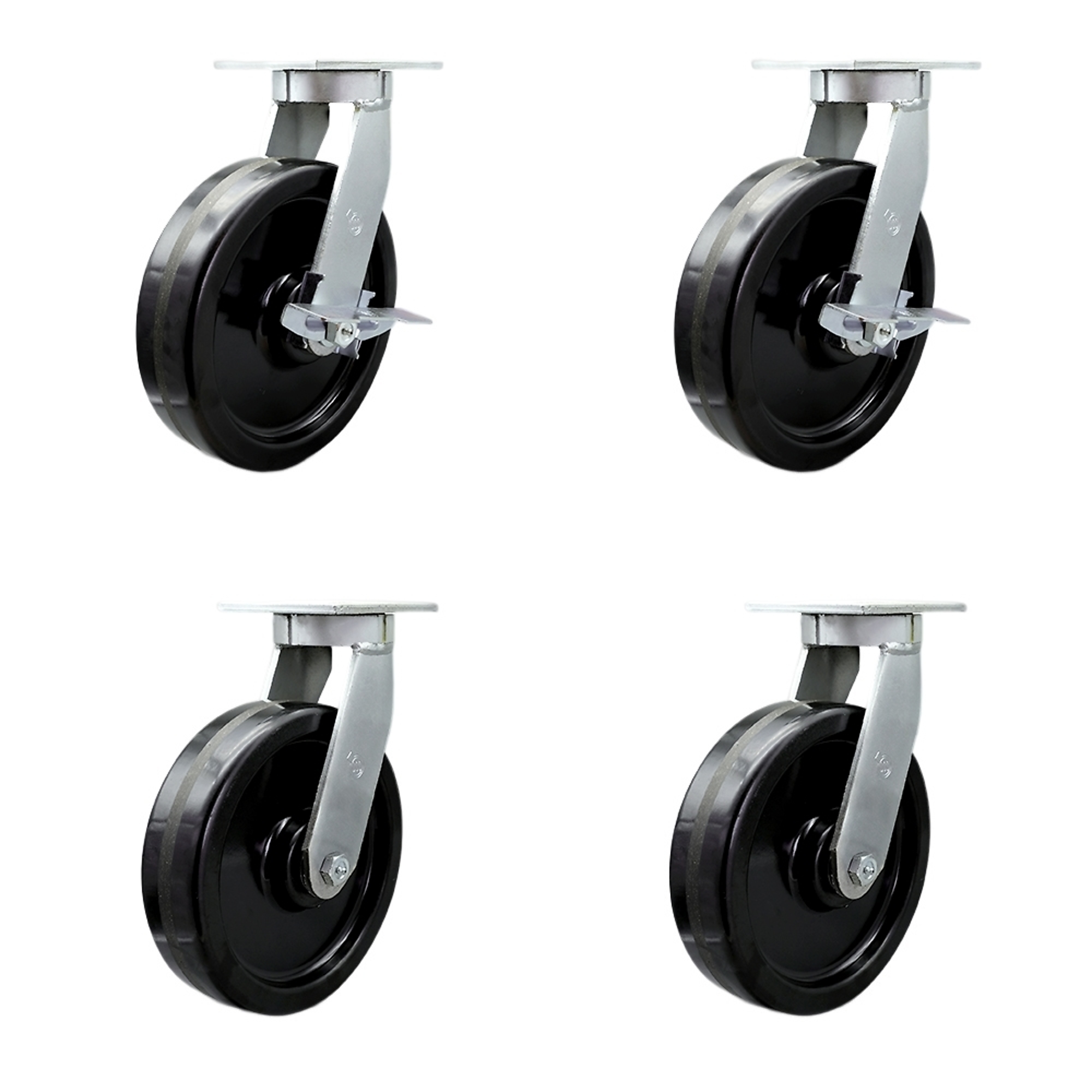 Service Caster, 12Inch x 3Inch Plate Casters, Wheel Diameter 12 in, Caster Type Swivel, Package (qty.) 4, Model SCC-KP92S1230-PHR-SLB-BSL-2-BSL-2