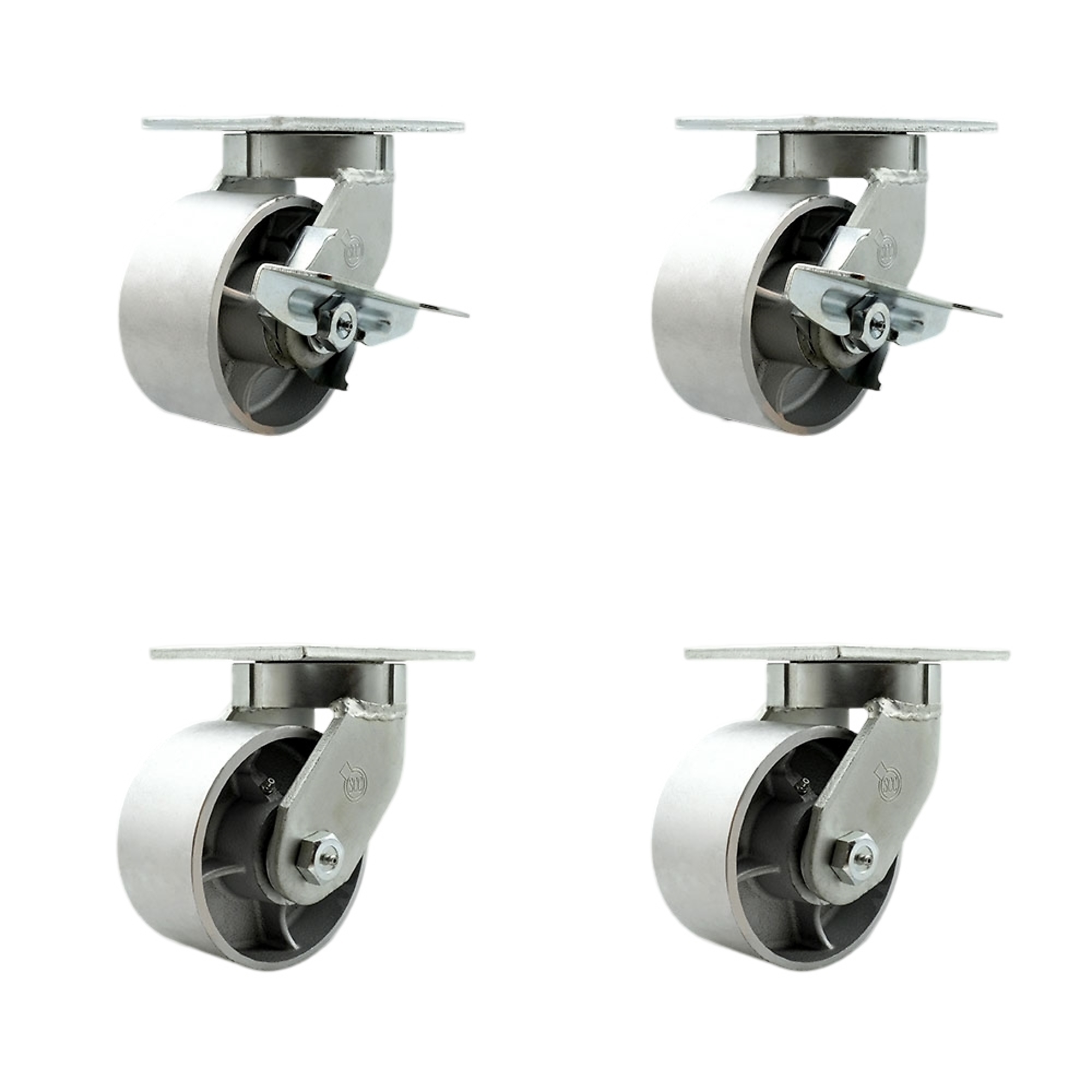 Service Caster, 6Inch x 3Inch Plate Casters, Wheel Diameter 6 in, Caster Type Swivel, Package (qty.) 4, Model SCC-KP92S630-SSR-SLB-BSL-2-BSL-2