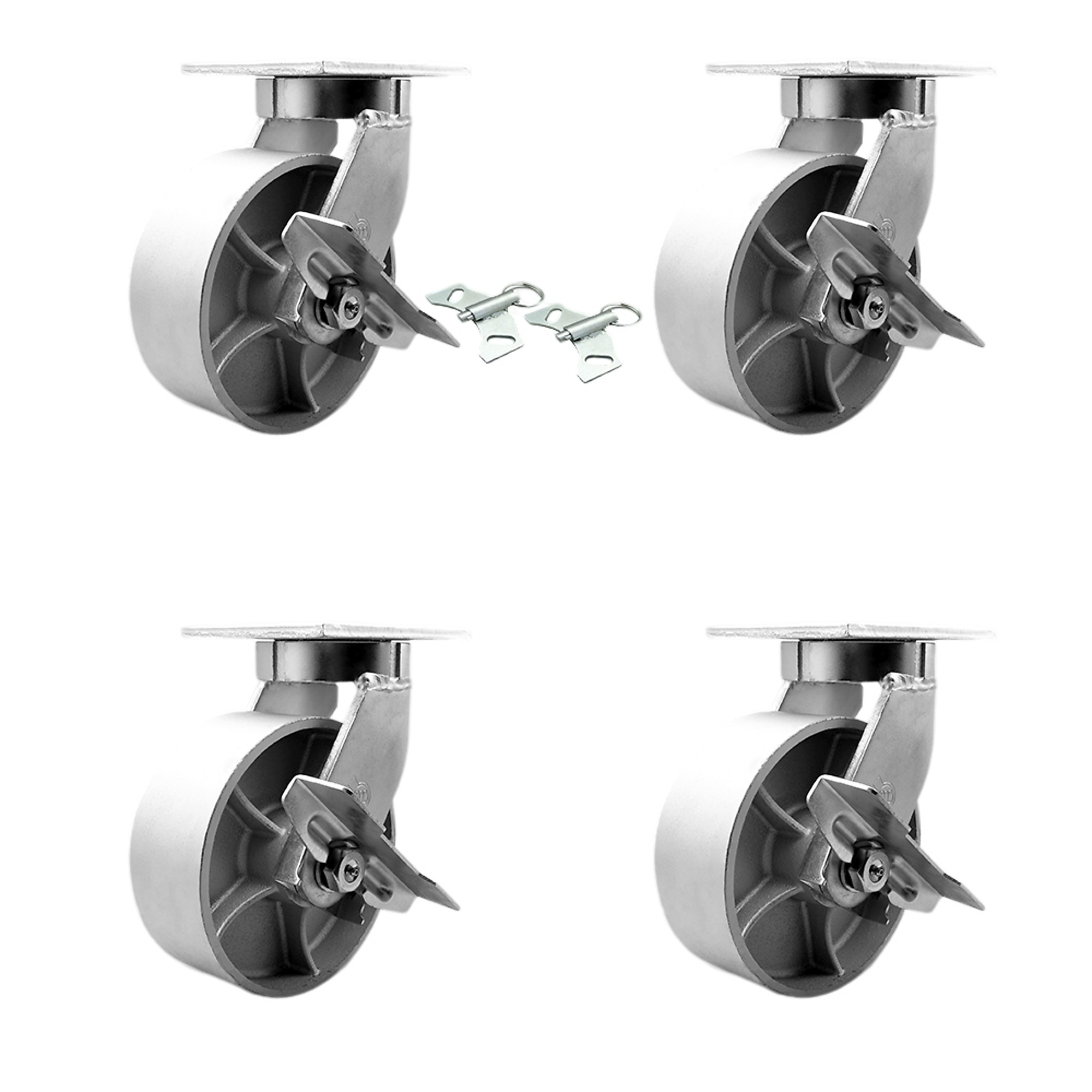 Service Caster, 8Inch x 3Inch Plate Casters, Wheel Diameter 8 in, Caster Type Swivel, Package (qty.) 4, Model SCC-KP92S830-SSR-SLB-BSL-2-SLB-2