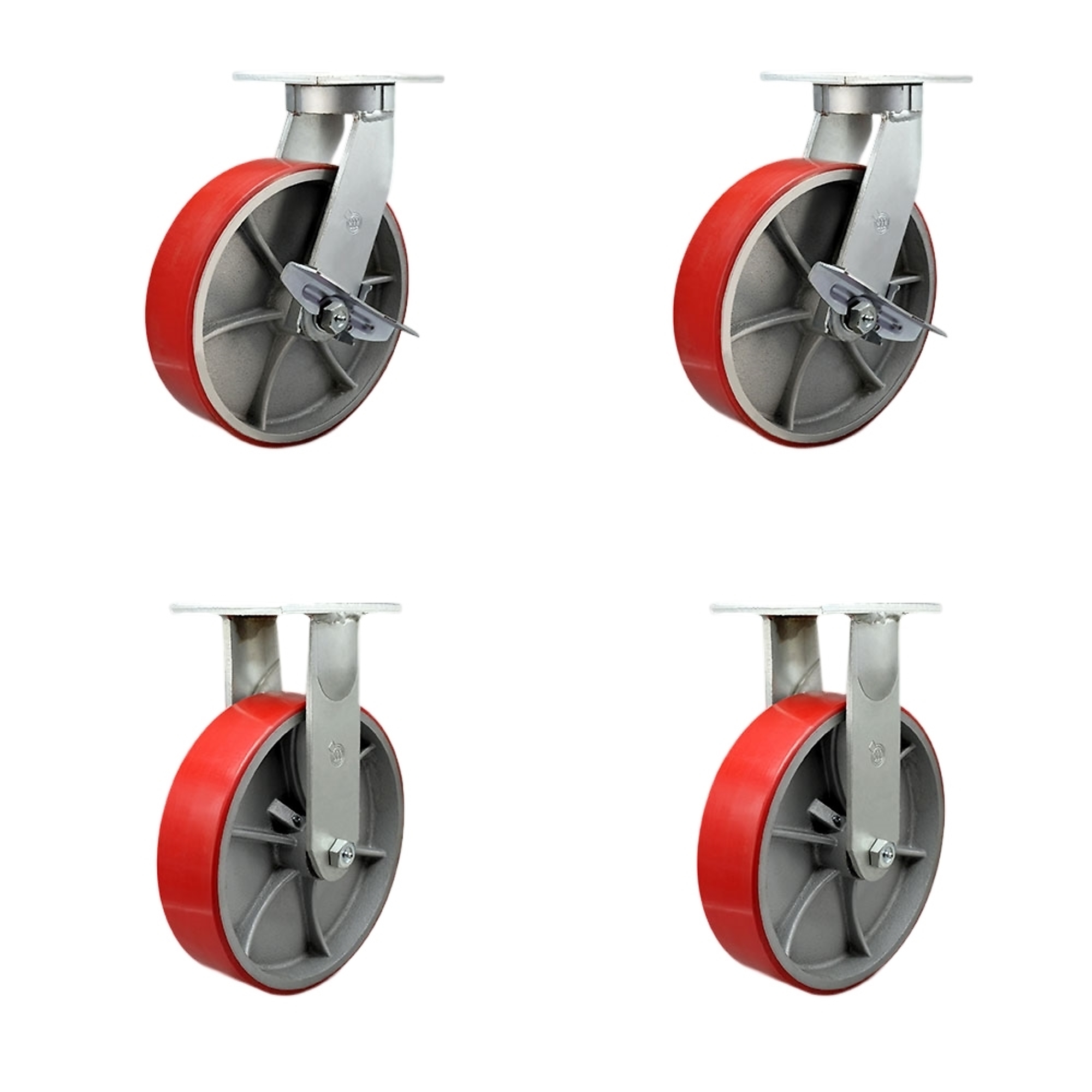 Service Caster, 10Inch x 3Inch Plate Casters, Wheel Diameter 10 in, Caster Type Swivel, Package (qty.) 4, Model SCC-KP92S1030-PUR-RS-SLB-BSL-2-R-2