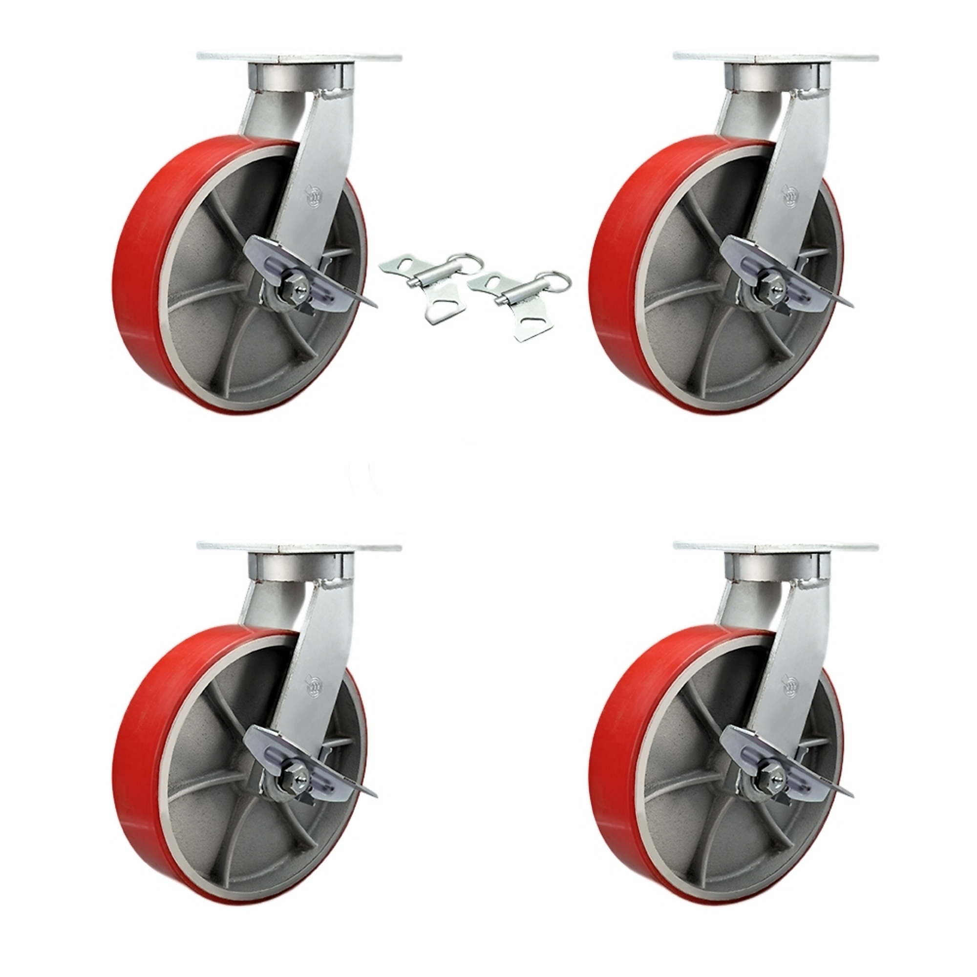 Service Caster, 12Inch x 3Inch Plate Casters, Wheel Diameter 12 in, Caster Type Swivel, Package (qty.) 4, Model SCC-KP92S1230-PUR-RS-SLB-BSL-2-SLB-2