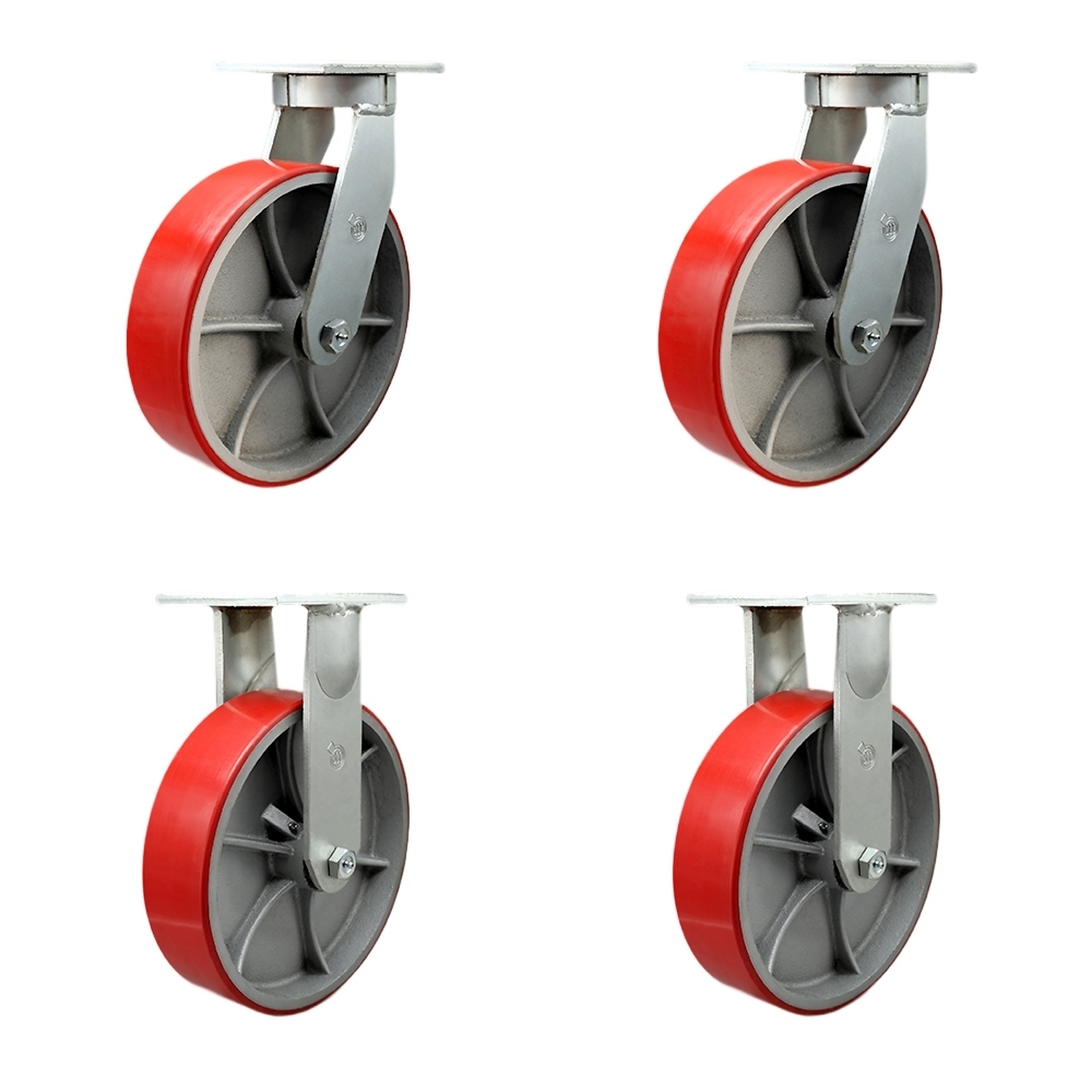 Service Caster, 12Inch x 3Inch Plate Casters, Wheel Diameter 12 in, Caster Type Swivel, Package (qty.) 4, Model SCC-KP92S1230-PUR-RS-BSL-2-R-2