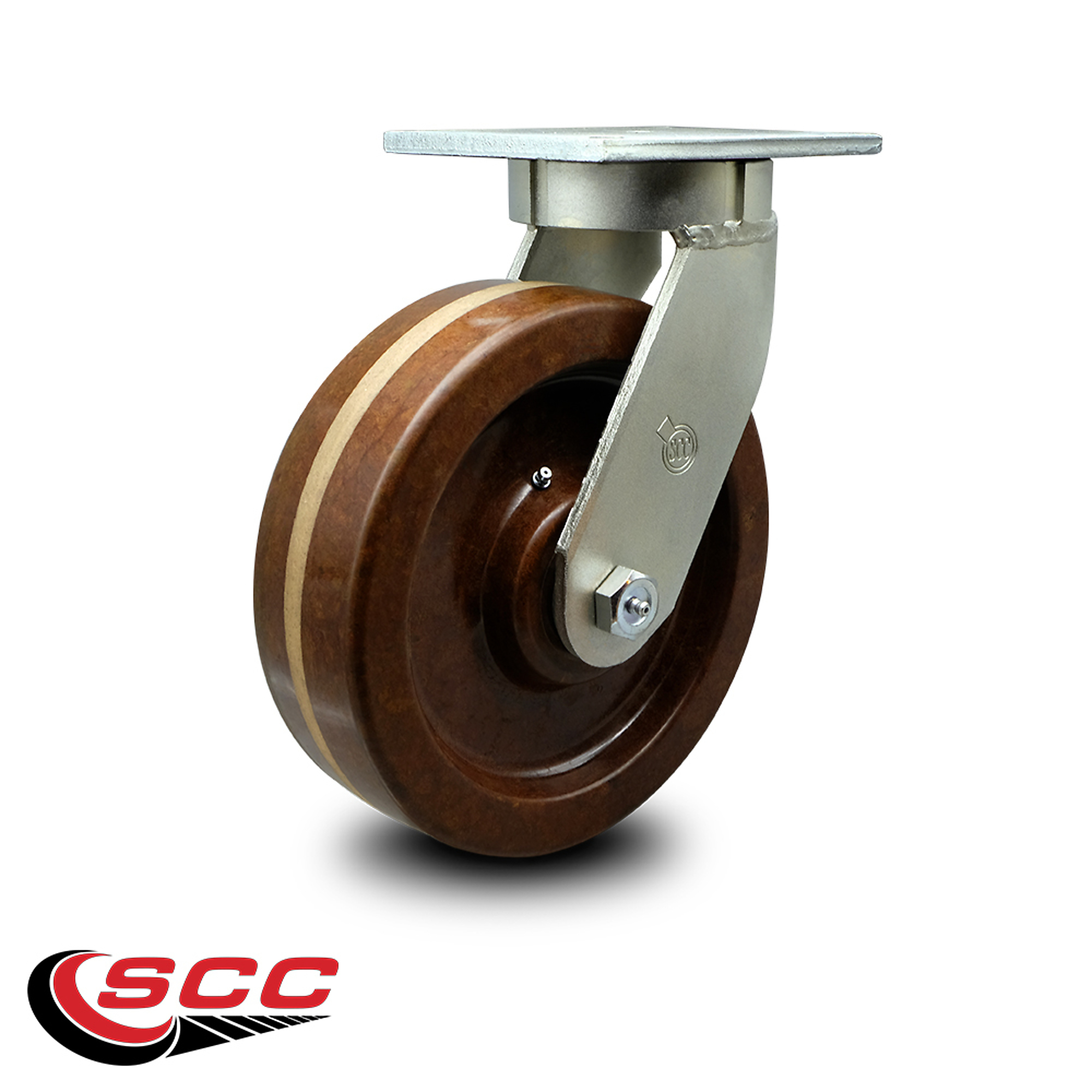 Service Caster, 8Inch x 3Inch Plate Caster, Wheel Diameter 8 in, Caster Type Swivel, Package (qty.) 1, Model SCC-KP92S830-PHRHT