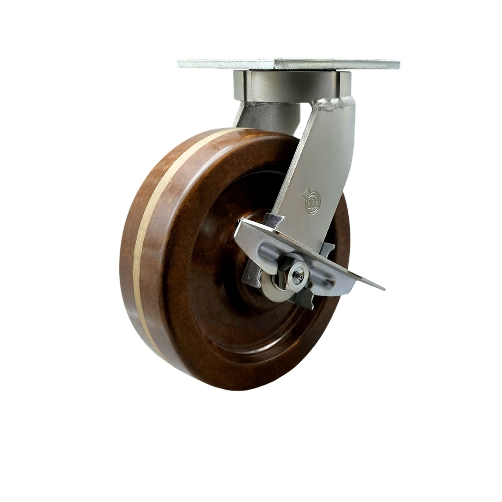 Service Caster, 8Inch x 3Inch Plate Caster, Wheel Diameter 8 in, Caster Type Swivel, Package (qty.) 1, Model SCC-KP92S830-PHRHT-SLB