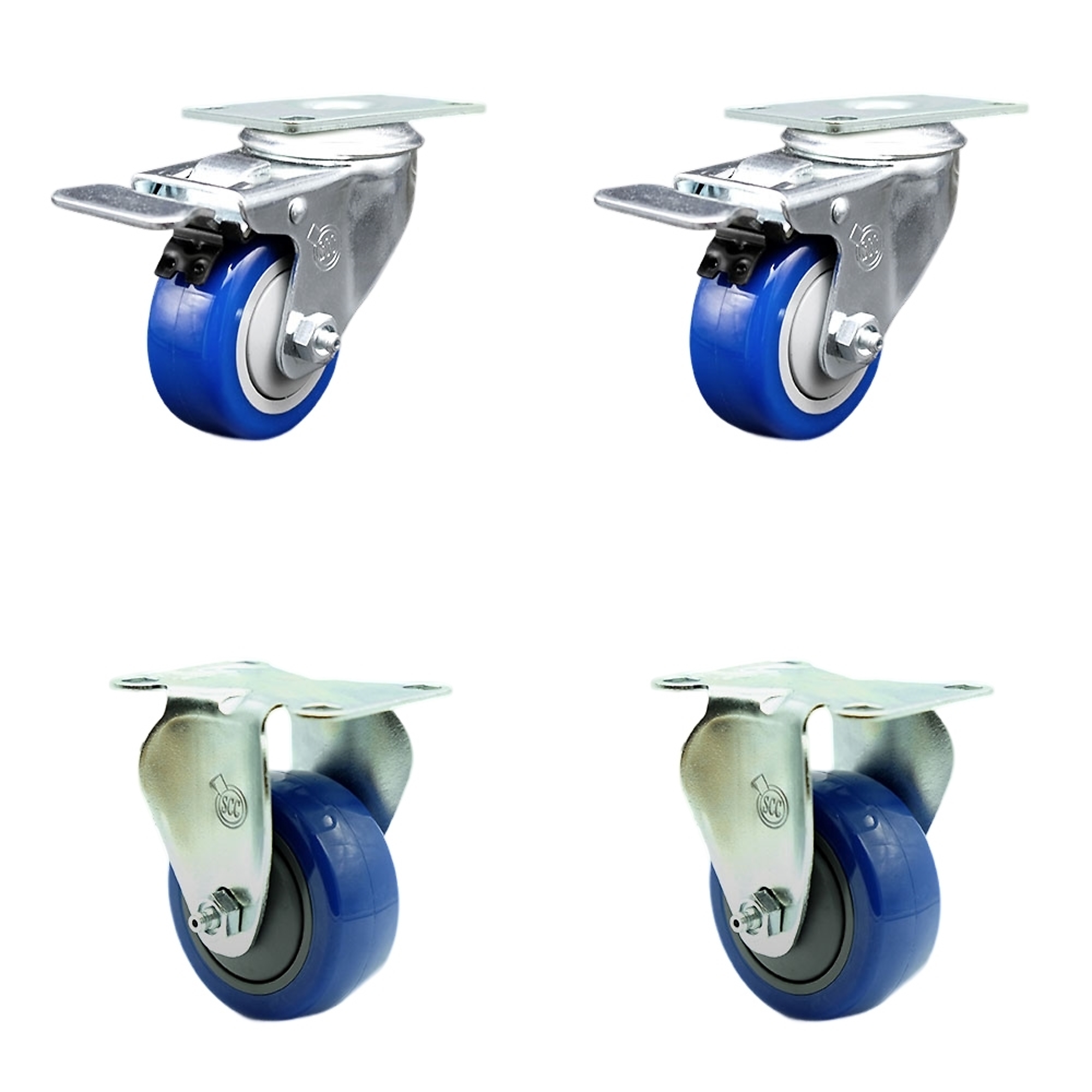 Service Caster, 3 1/2Inch x 1 1/4Inch Stem Casters, Wheel Diameter 3.5 in, Caster Type Swivel, Package (qty.) 4, Model SCC-SSTTL20S3514-PPUB-BLUE-2-R-