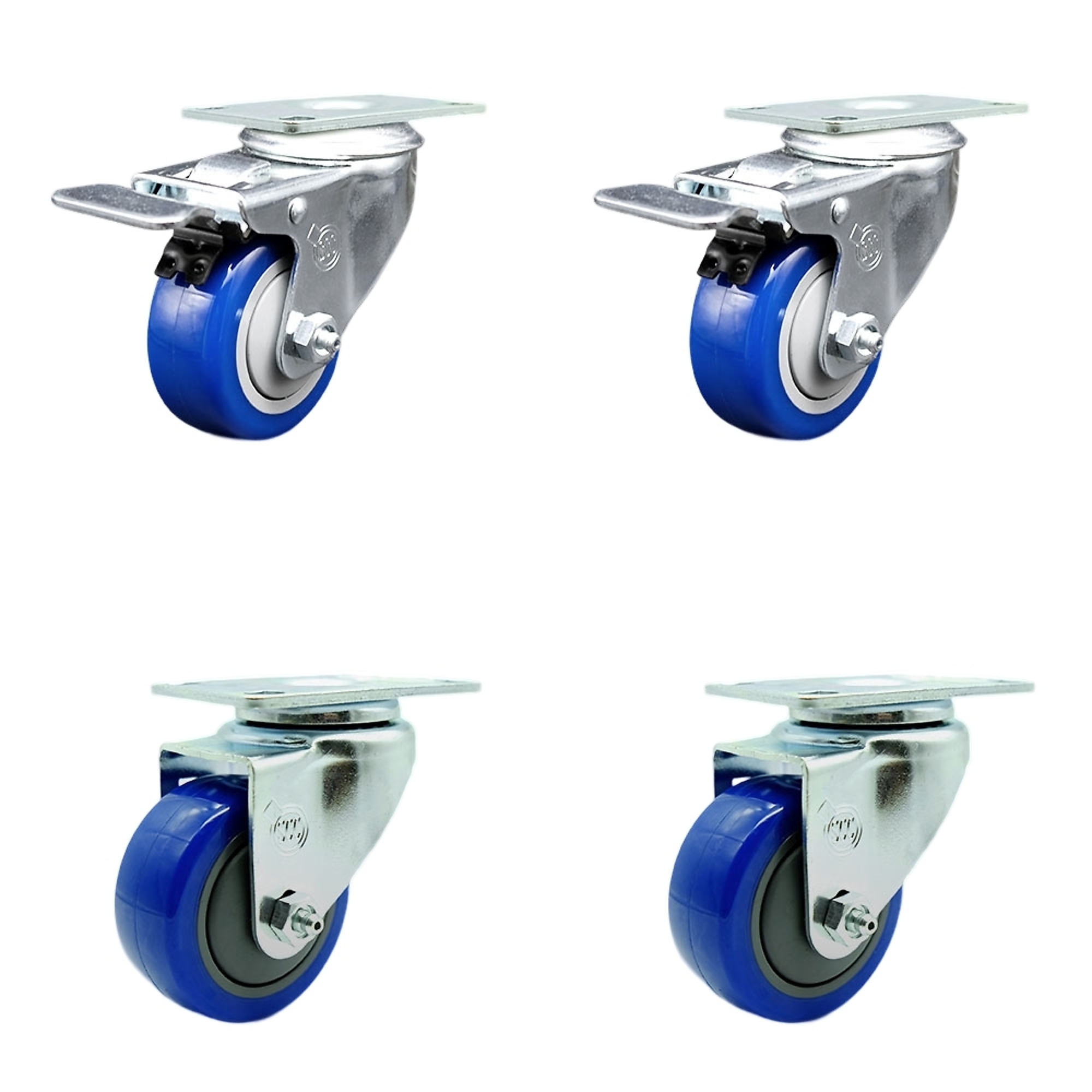 Service Caster, 3 1/2Inch x 1 1/4Inch Stem Casters, Wheel Diameter 3.5 in, Caster Type Swivel, Package (qty.) 4, Model SCC-SSTTL20S3514-PPUB-BLUE-2-S-