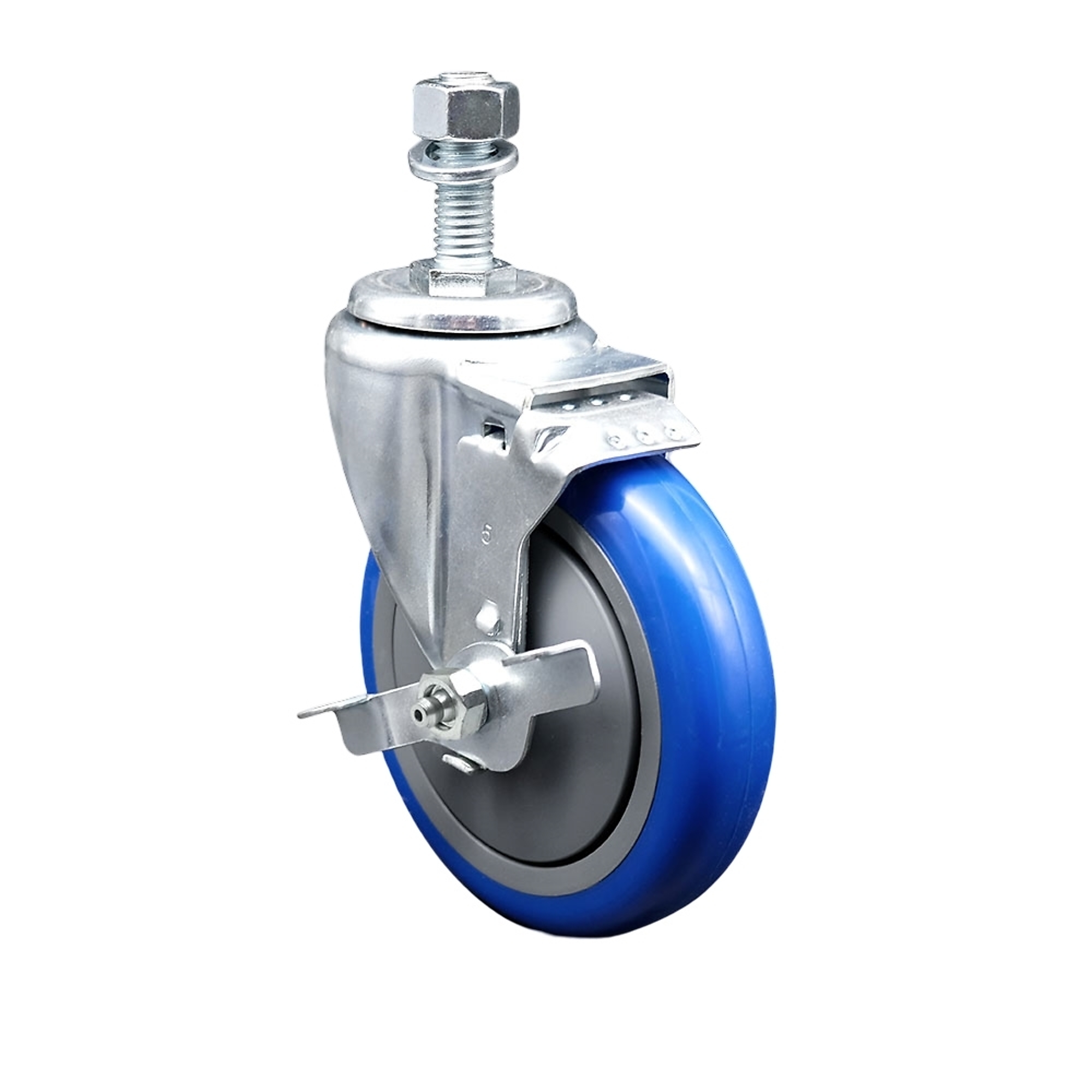 Service Caster, 5Inch x 1 1/4Inch Stem Caster, Wheel Diameter 5 in, Caster Type Swivel, Package (qty.) 1, Model SCC-TS20S514-PPUB-BLUE-TLB-121315