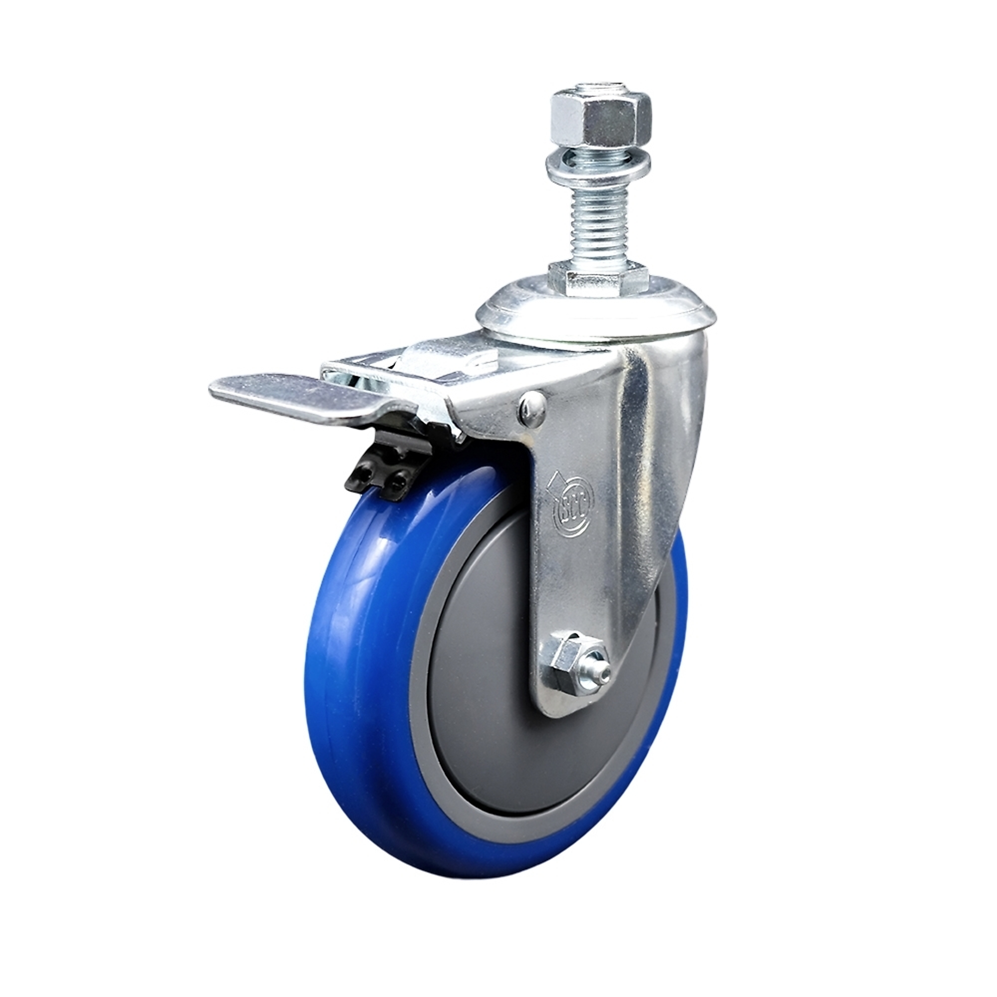 Service Caster, 5Inch x 1 1/4Inch Stem Caster, Wheel Diameter 5 in, Caster Type Swivel, Package (qty.) 1, Model SCC-TSTTL20S514-PPUB-BLUE-121315