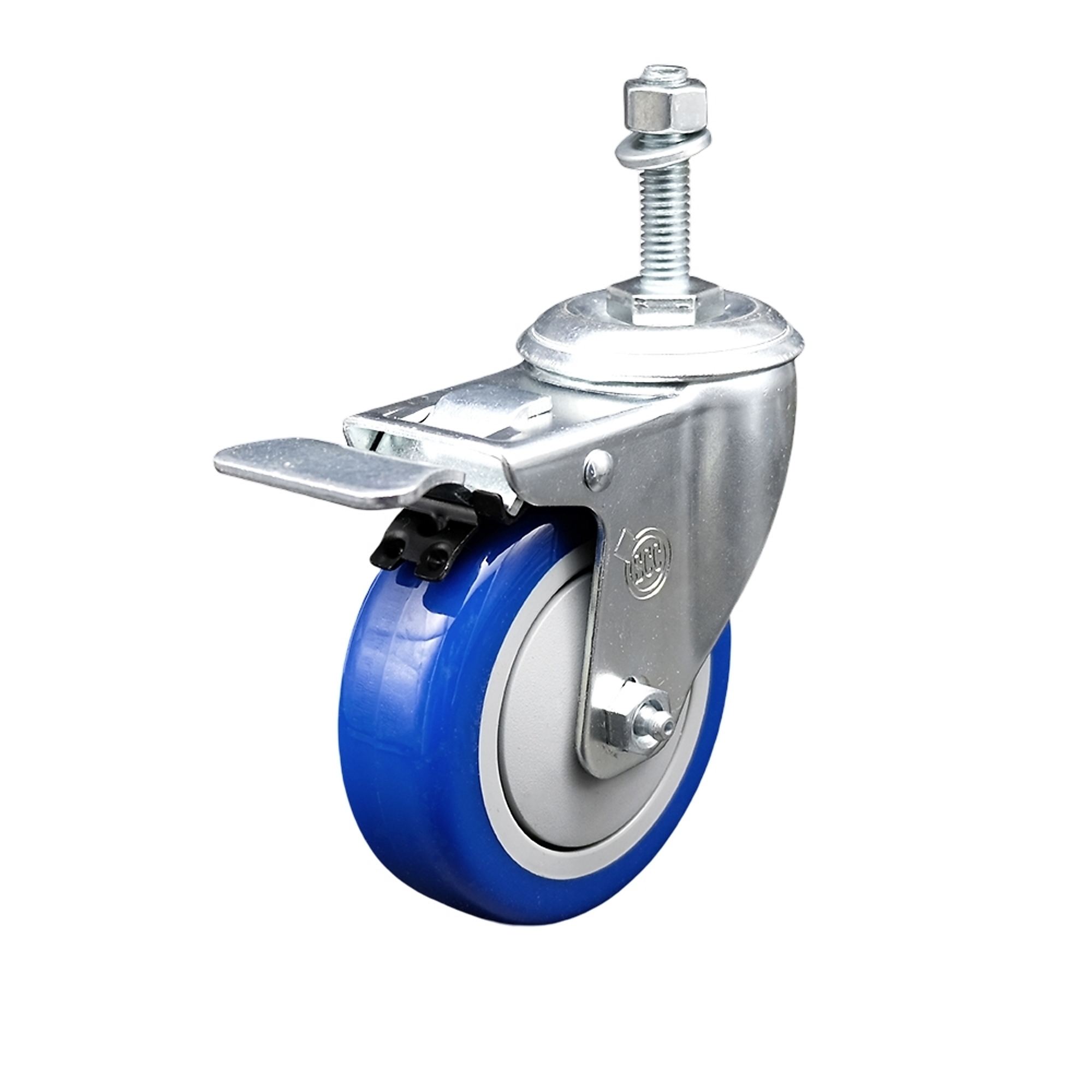 Service Caster, 4Inch x 1 1/4Inch Stem Caster, Wheel Diameter 4 in, Caster Type Swivel, Package (qty.) 1, Model SCC-TSTTL20S414-PPUB-BLUE-381615