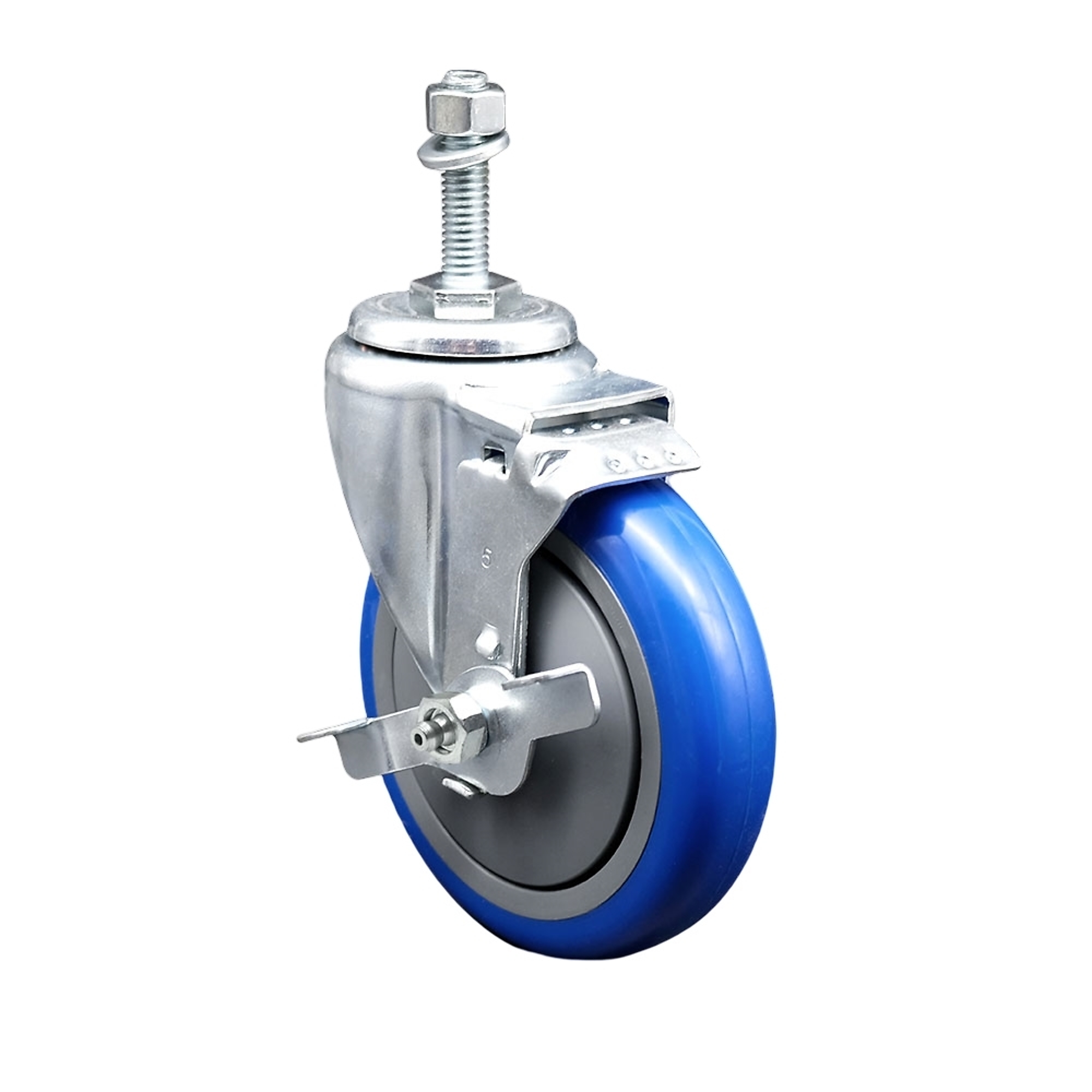 Service Caster, 5Inch x 1 1/4Inch Stem Caster, Wheel Diameter 5 in, Caster Type Swivel, Package (qty.) 1, Model SCC-SSTS20S514-PPUB-BLUE-TLB-381615