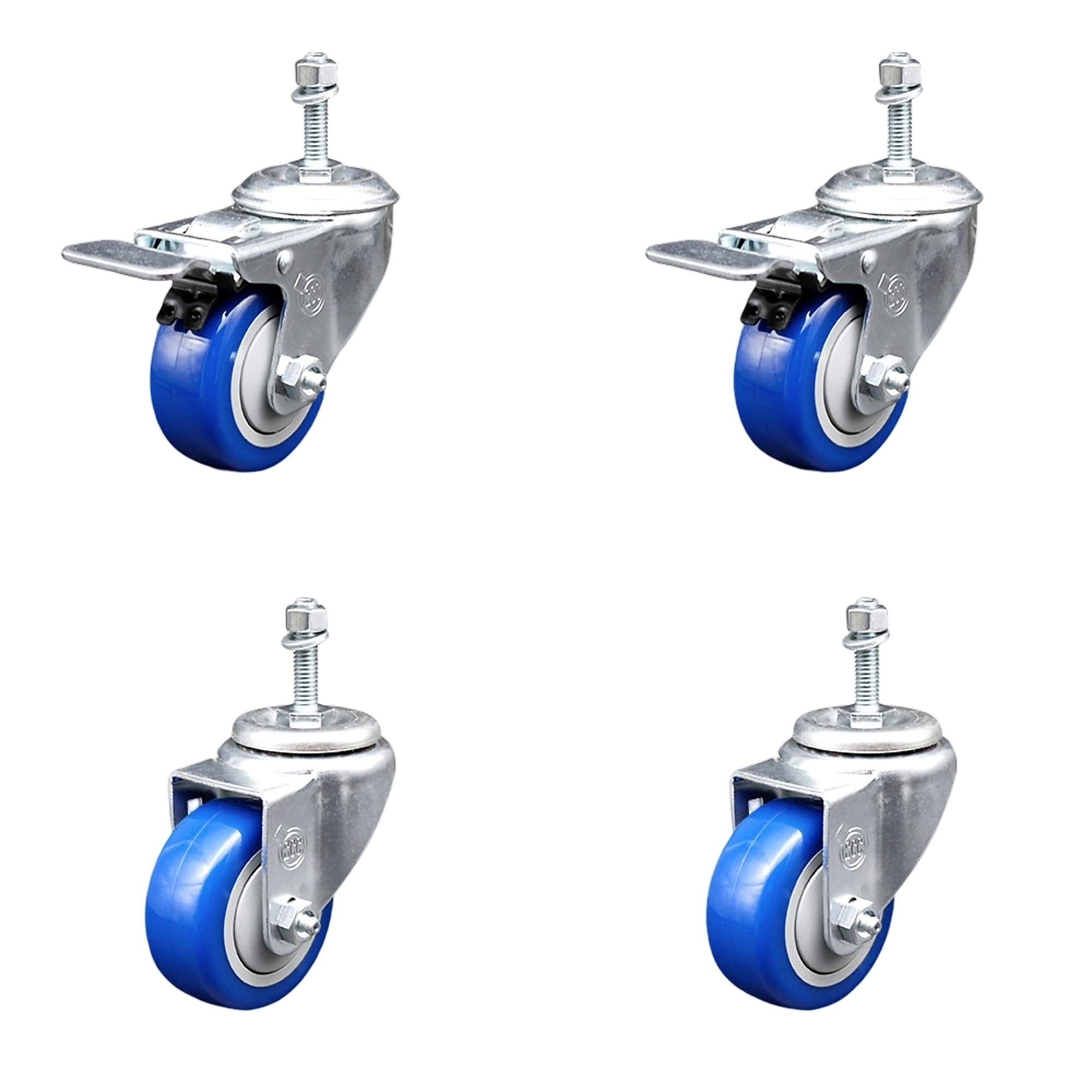 Service Caster, 3 1/2Inch x 1 1/4Inch Stem Casters, Wheel Diameter 3.5 in, Caster Type Swivel, Package (qty.) 4, Model SCC-TSTTL20S3514-PPUB-BLUE-