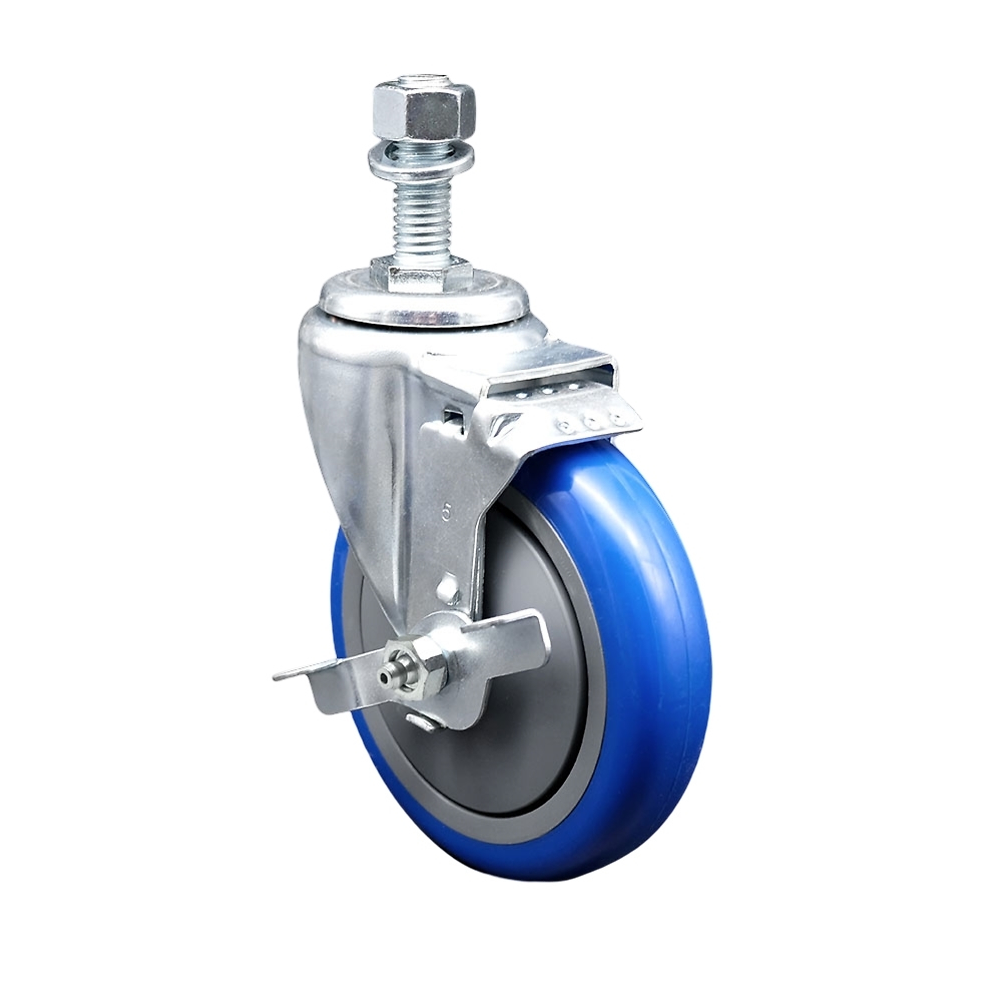 Service Caster, 5Inch x 1 1/4Inch Stem Caster, Wheel Diameter 5 in, Caster Type Swivel, Package (qty.) 1, Model SCC-TS20S514-PPUB-BLUE-TLB-M1215