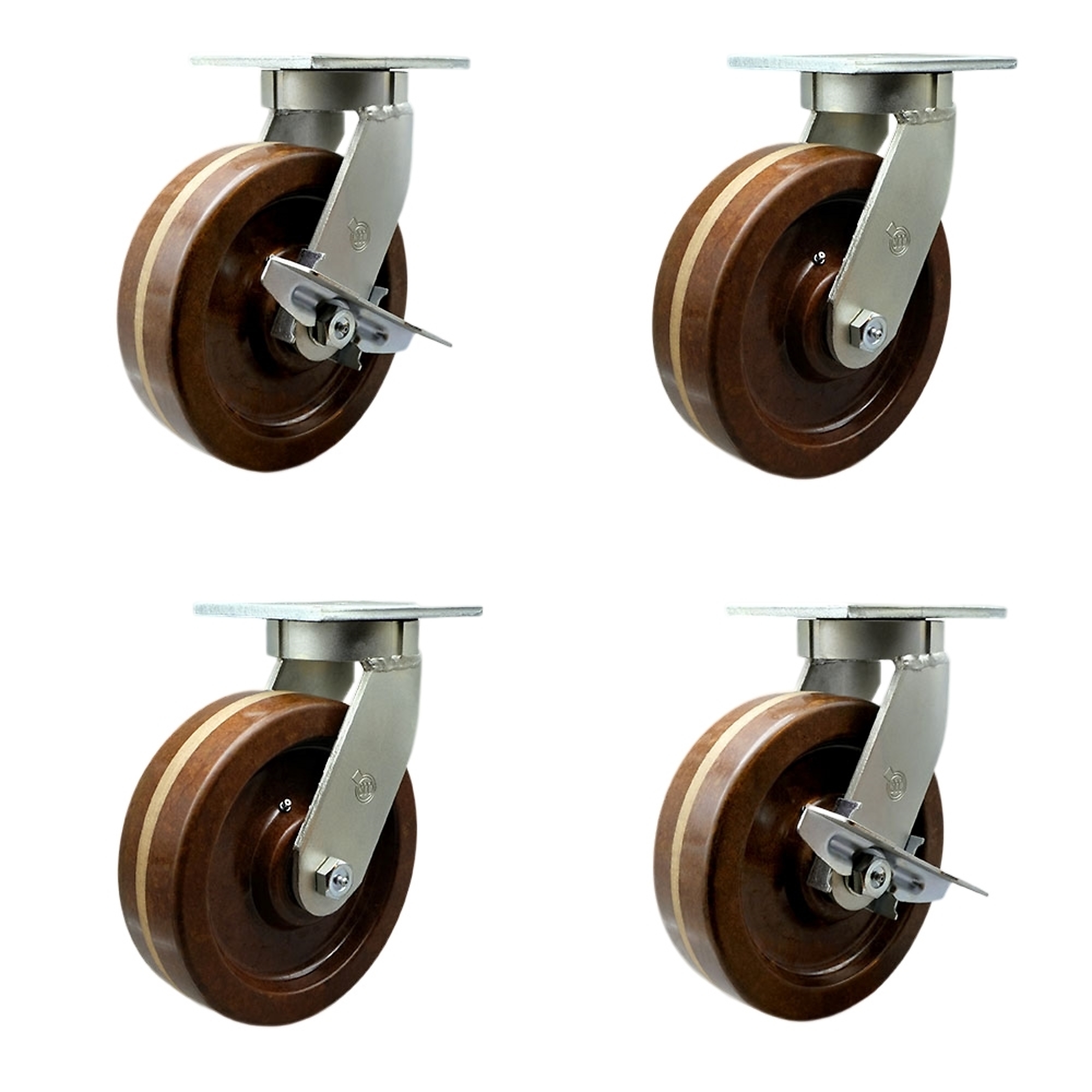 Service Caster, 12Inch x 3Inch Plate Casters, Wheel Diameter 12 in, Caster Type Swivel, Package (qty.) 4, Model SCC-KP92S1230-PHRHT-BSL-2-SLB-2