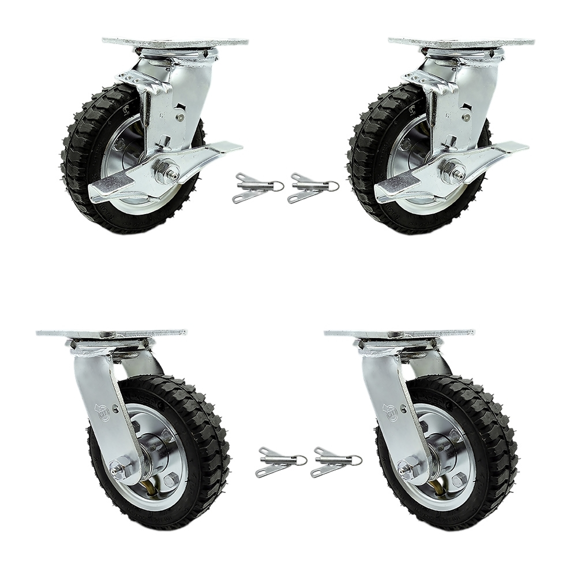 Service Caster, 6Inch x 2Inch Plate Casters, Wheel Diameter 6 in, Caster Type Swivel, Package (qty.) 4, Model SCC-100S150-PNB-TLB-BSL-2-BSL-2