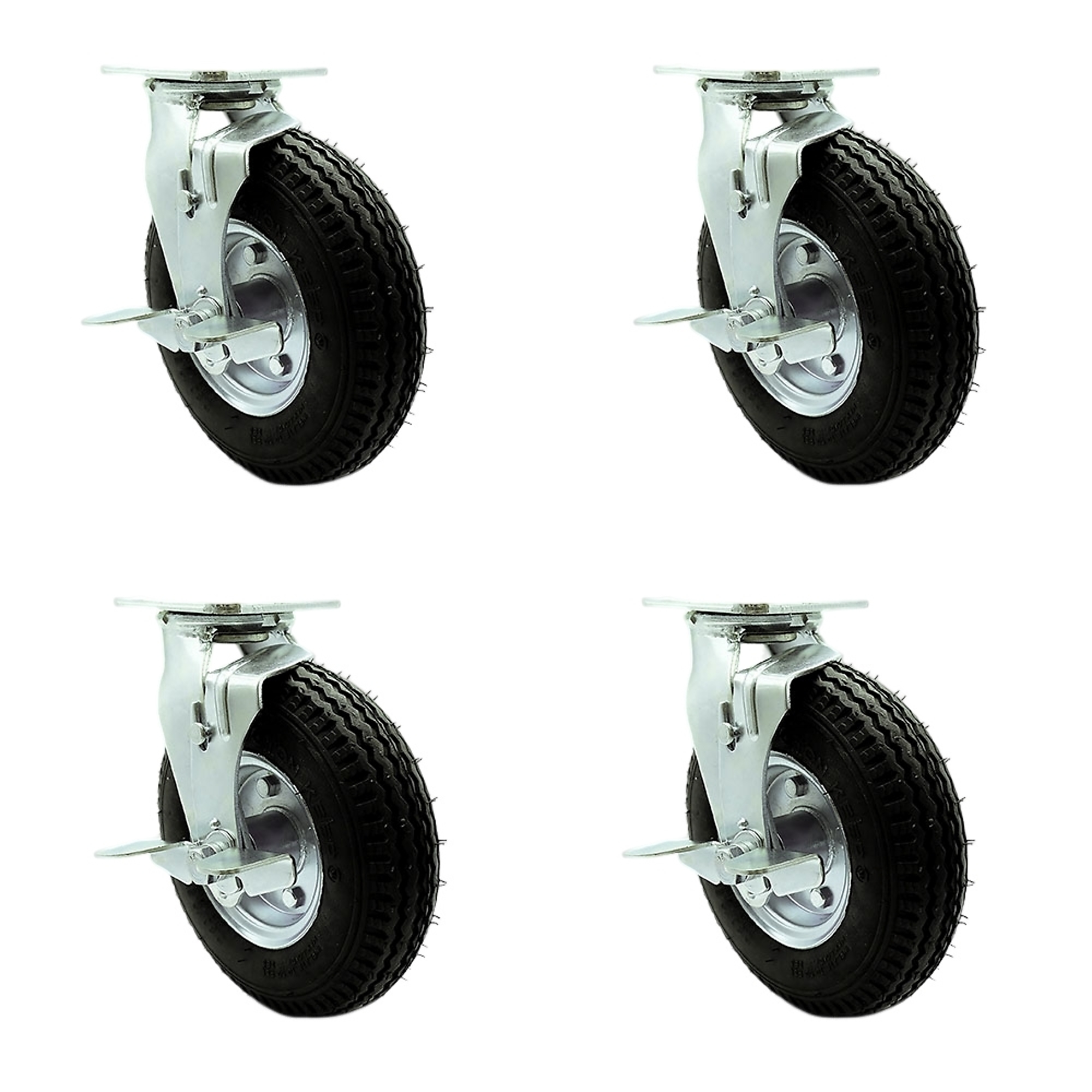 8Inch x 2 1/2Inch Plate Casters, Wheel Diameter 8 in, Caster Type Swivel, Package (qty.) 4, Model - Service Caster SCC-100S280-PNB-TLB-BSL-2-TLB-2