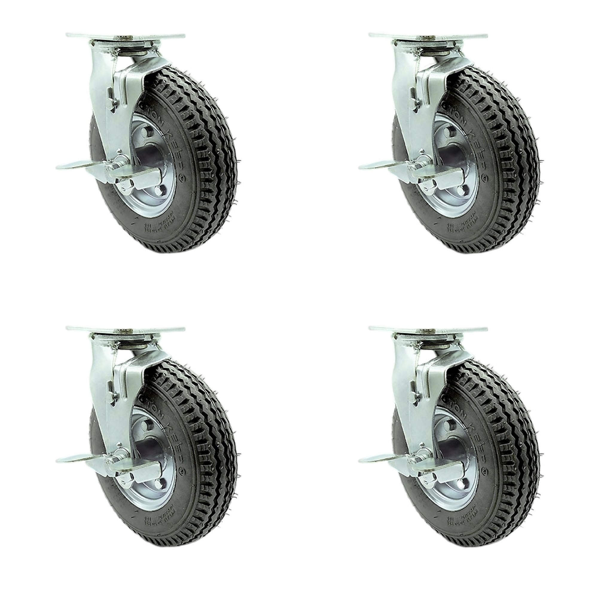 8Inch x 2 1/2Inch Plate Casters, Wheel Diameter 8 in, Caster Type Swivel, Package (qty.) 4, Model - Service Caster SCC-100S280-PNB-GRY-TLB-BSL-2-TLB-2
