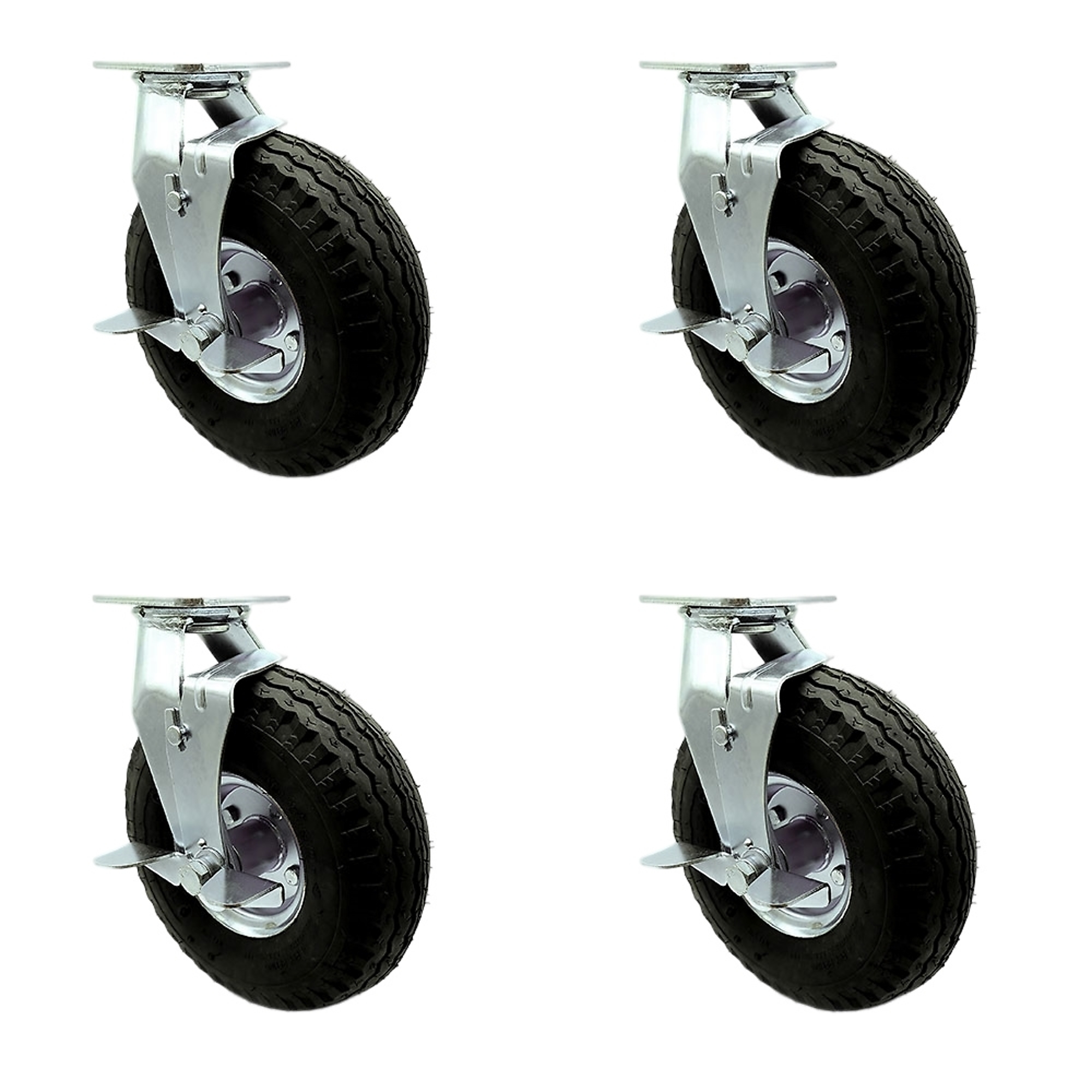 Service Caster, 10Inch x 3 1/2Inch Plate Casters, Wheel Diameter 10 in, Caster Type Swivel, Package (qty.) 4, Model SCC-100S3504-PNB-TLB-BSL-2-TLB-2