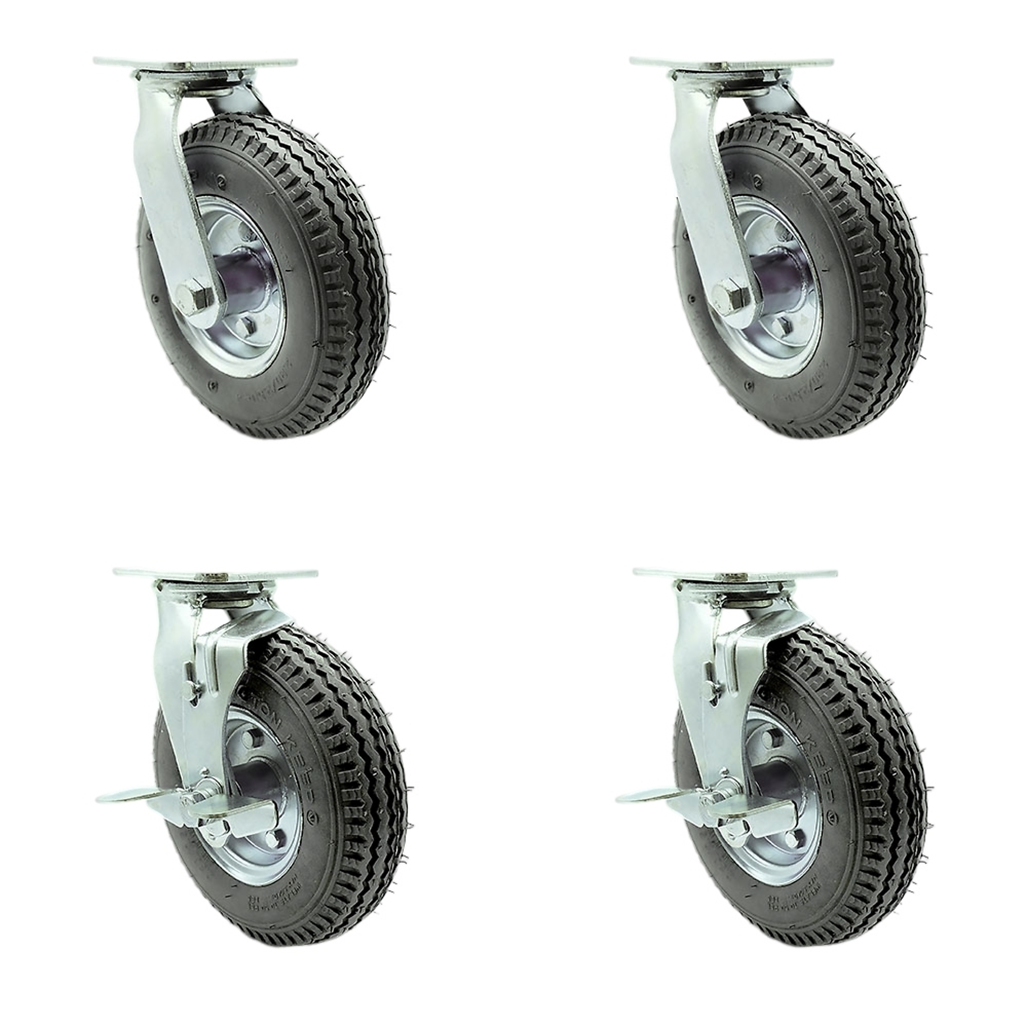 8Inch x 2 1/2Inch Plate Casters, Wheel Diameter 8 in, Caster Type Swivel, Package (qty.) 4, Model - Service Caster SCC-100S280-PNB-GRY-BSL-2-TLB-2
