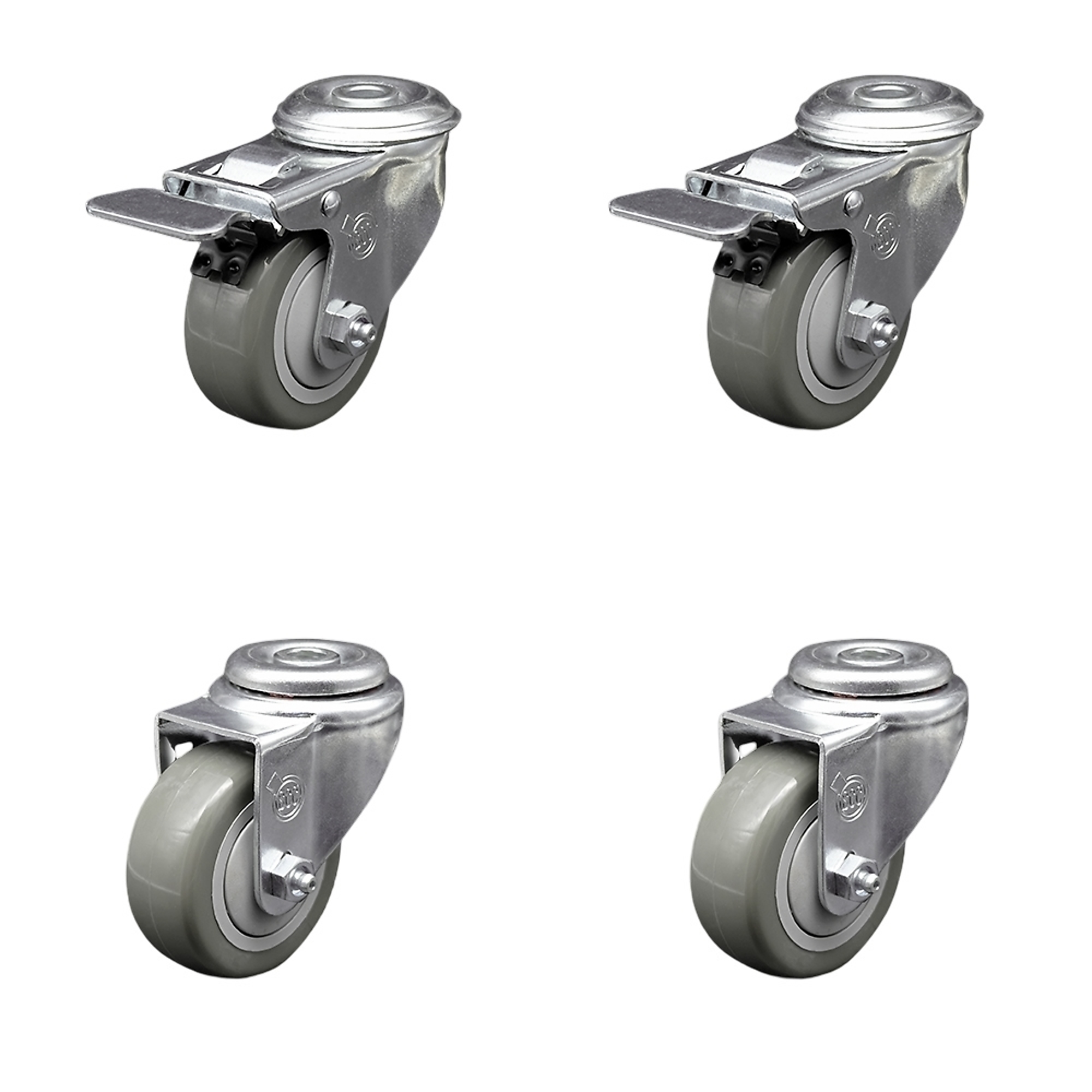 Service Caster, 3Inch x 1 1/4Inch Stem Casters, Wheel Diameter 3 in, Caster Type Swivel, Package (qty.) 4, Model SCC-BHTTL20S314-PPUB-2-S-2